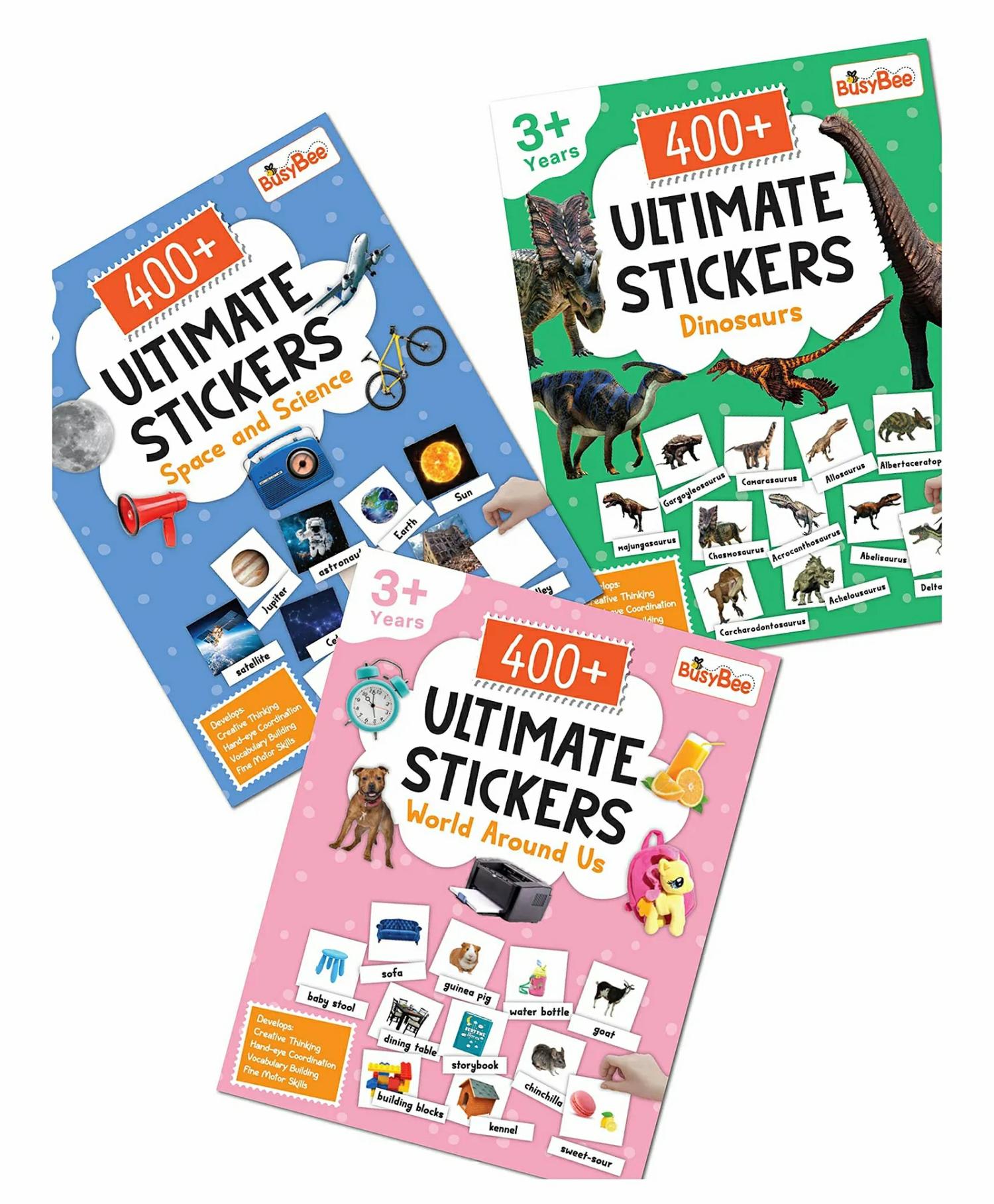 1200+ Ultimate Stickers Books (Set Of 3) – Space And Science Dinosaurs World Around Us – English  |   Sticker Books Picture Books Picture Books