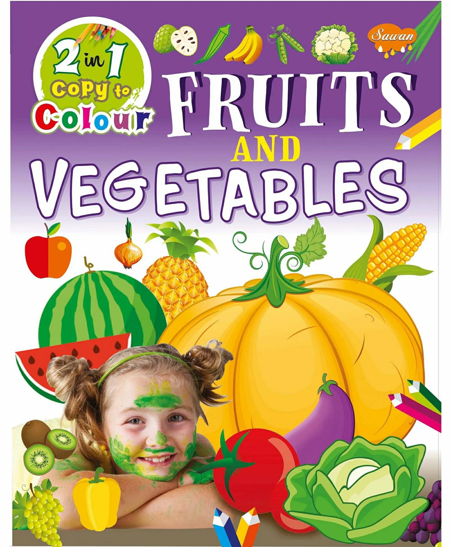 2 In 1 Fruits And Vegetables Copy To Colour Book – English  |   Drawing & Coloring Book Drawing & Coloring Book Drawing & Coloring Book