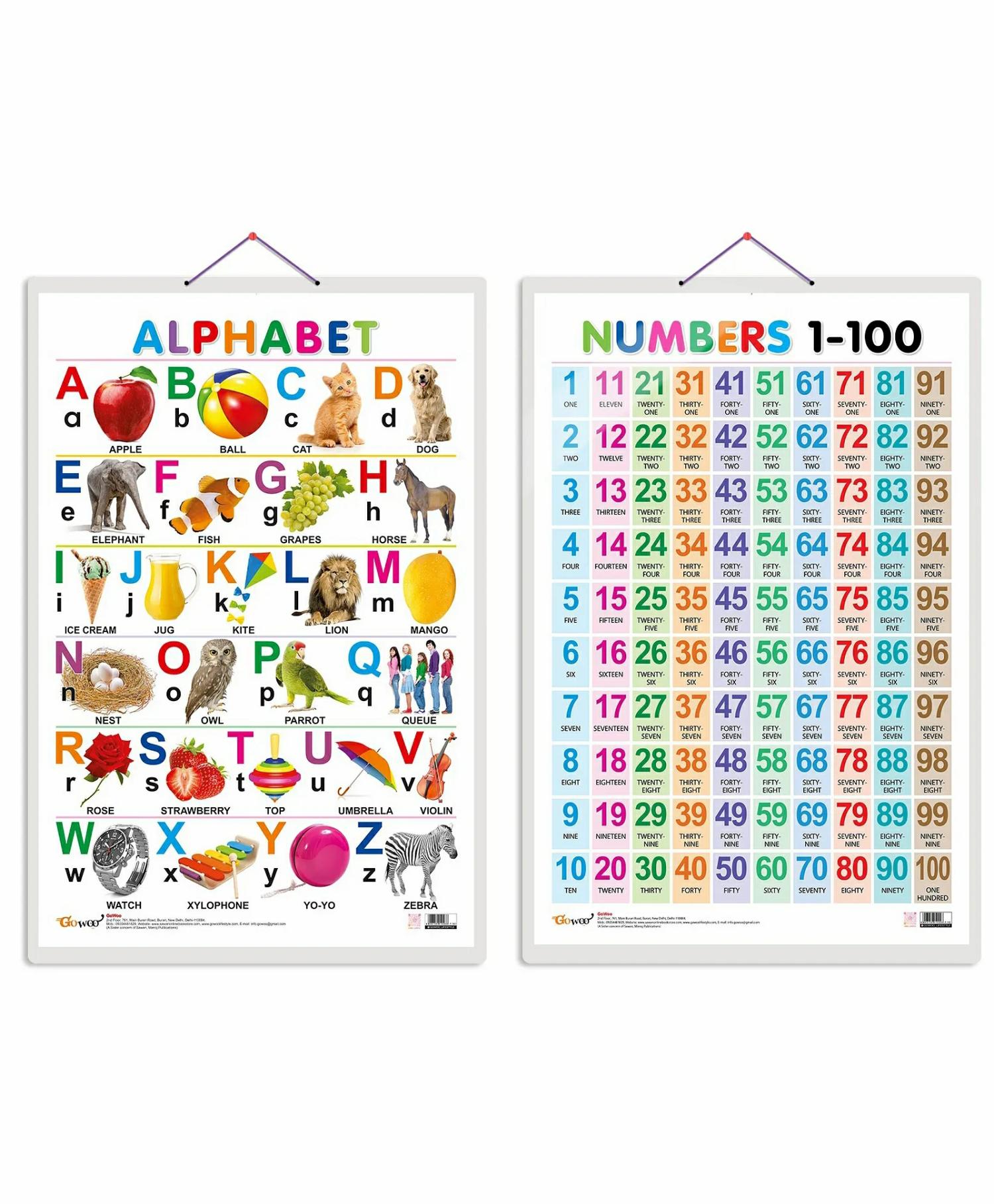 Alphabet And Numbers 1 To 100 Early Learning Educational Charts – English  |   Read & Learn Read & Learn Read & Learn