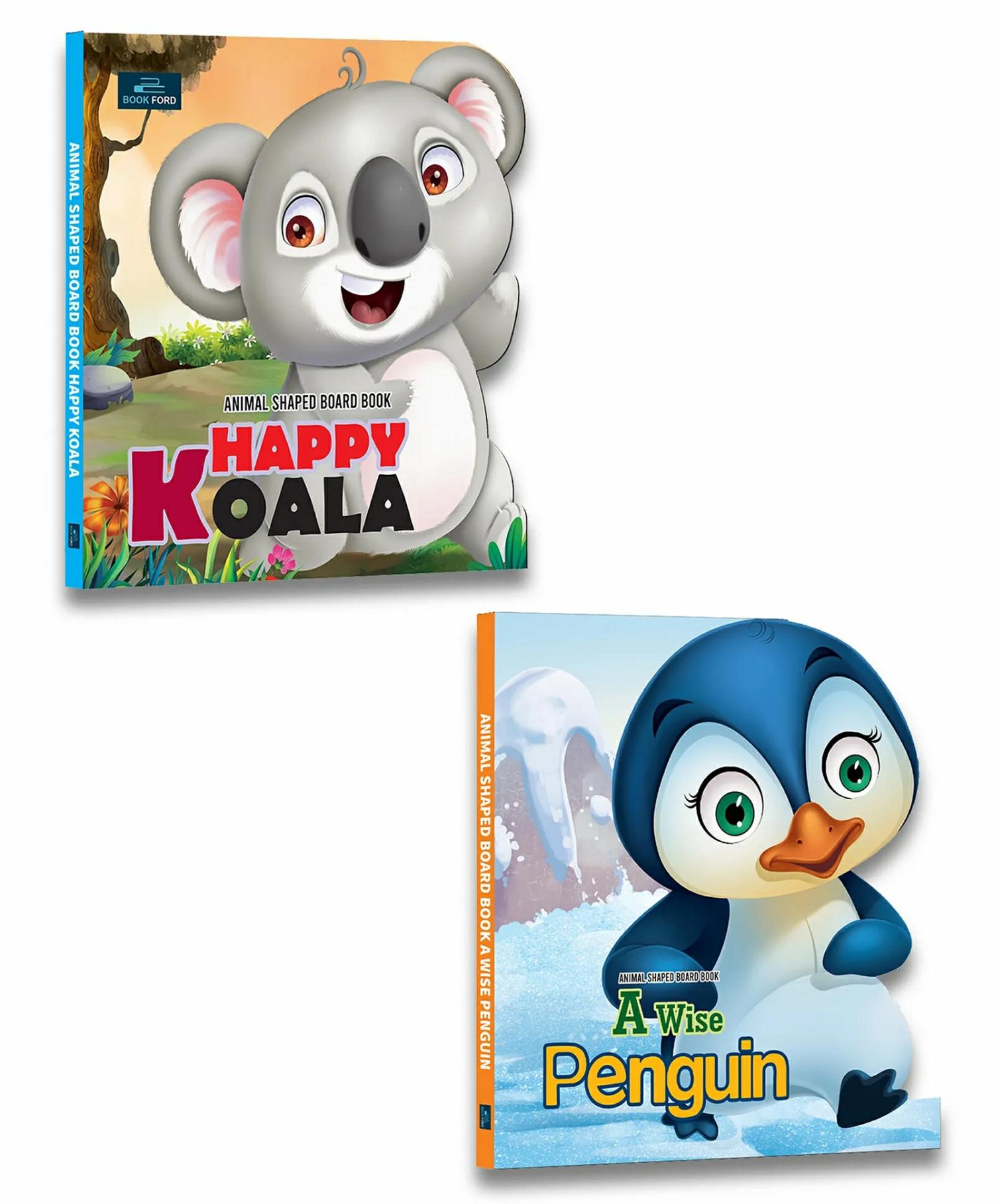 Animals Shaped Story Board Books Set Of 2 Books A Wise Penguin & Happy Koala – English  |   Board Books Board Books Board Books