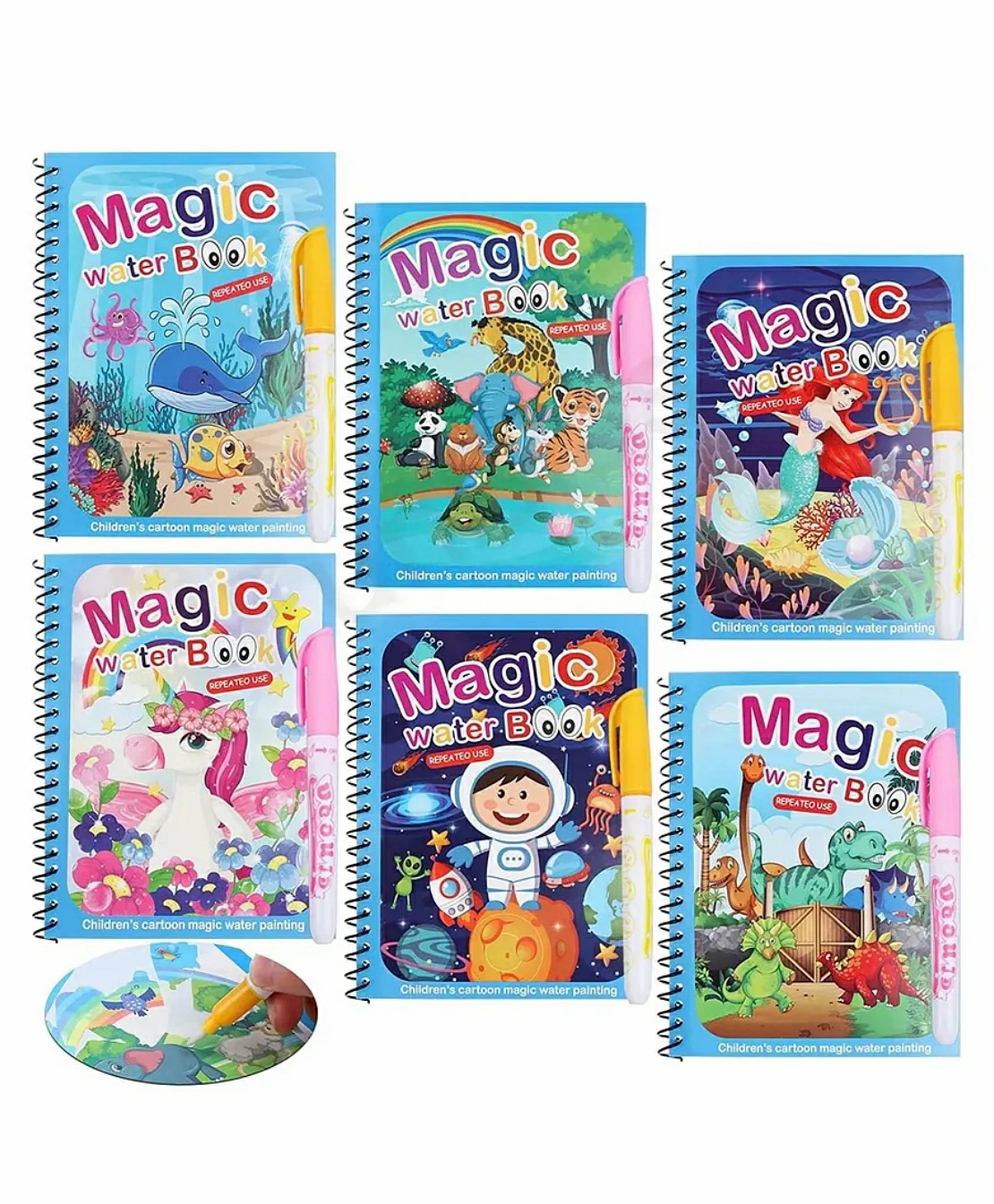 Arcade Toys Magic Water Painting Book With Magic Doodle Pen Assorted Color(Pack Of 6) – Colour May Vary  |   Drawing & Coloring Book Drawing & Coloring Book Drawing & Coloring Book