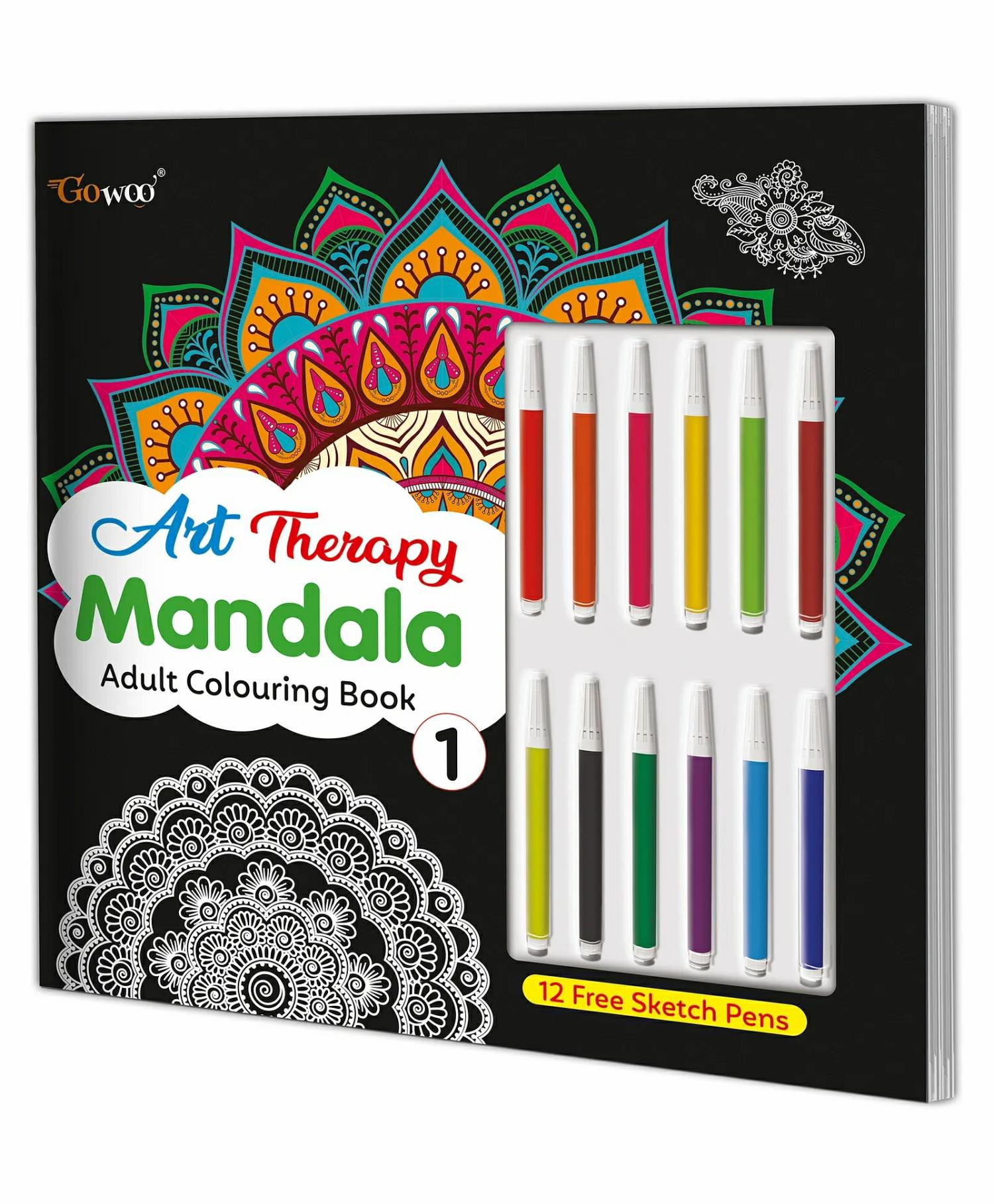 Art Therapy Mandala Adult Colouring Book 1: Mandala Magic, Coloring Adventure Book With 12 Sketch Pens, Amazing Mandala Colouring Book Tear-Out Sheets Included – English  |   Drawing & Coloring Book Drawing & Coloring Book Drawing & Coloring Book