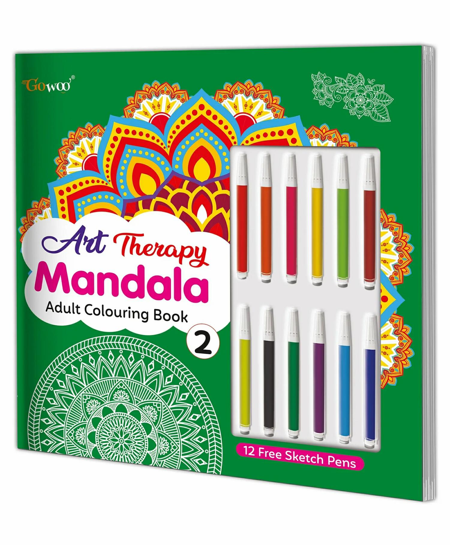 "Art Therapy Mandala Adult Colouring Book 2: Mandala Colouring, Fun Colouring For Kids And Adults, Coloring Book With 12 Free Sketch Pens – English  |   Pregnancy & Parenting Books Drawing & Coloring Book Drawing & Coloring Book