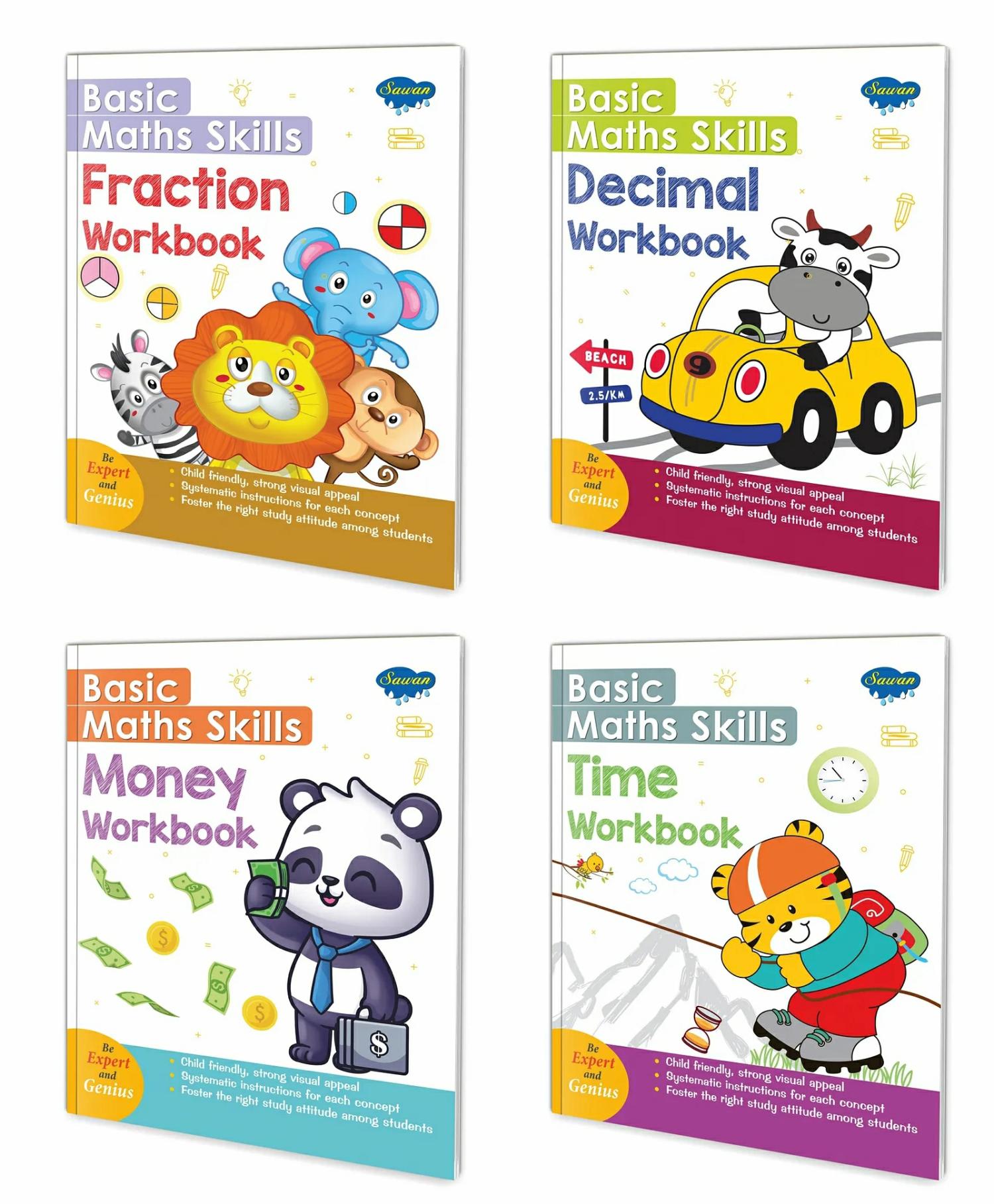 Basic Maths Skills Workbook | Set Of 4 Books | Fraction Decimal Time Money | Calculation Chronicles: Navigating Fractional Decimal Temporal And Financial Realms – English  |   Academic Books Academic Books Academic Books