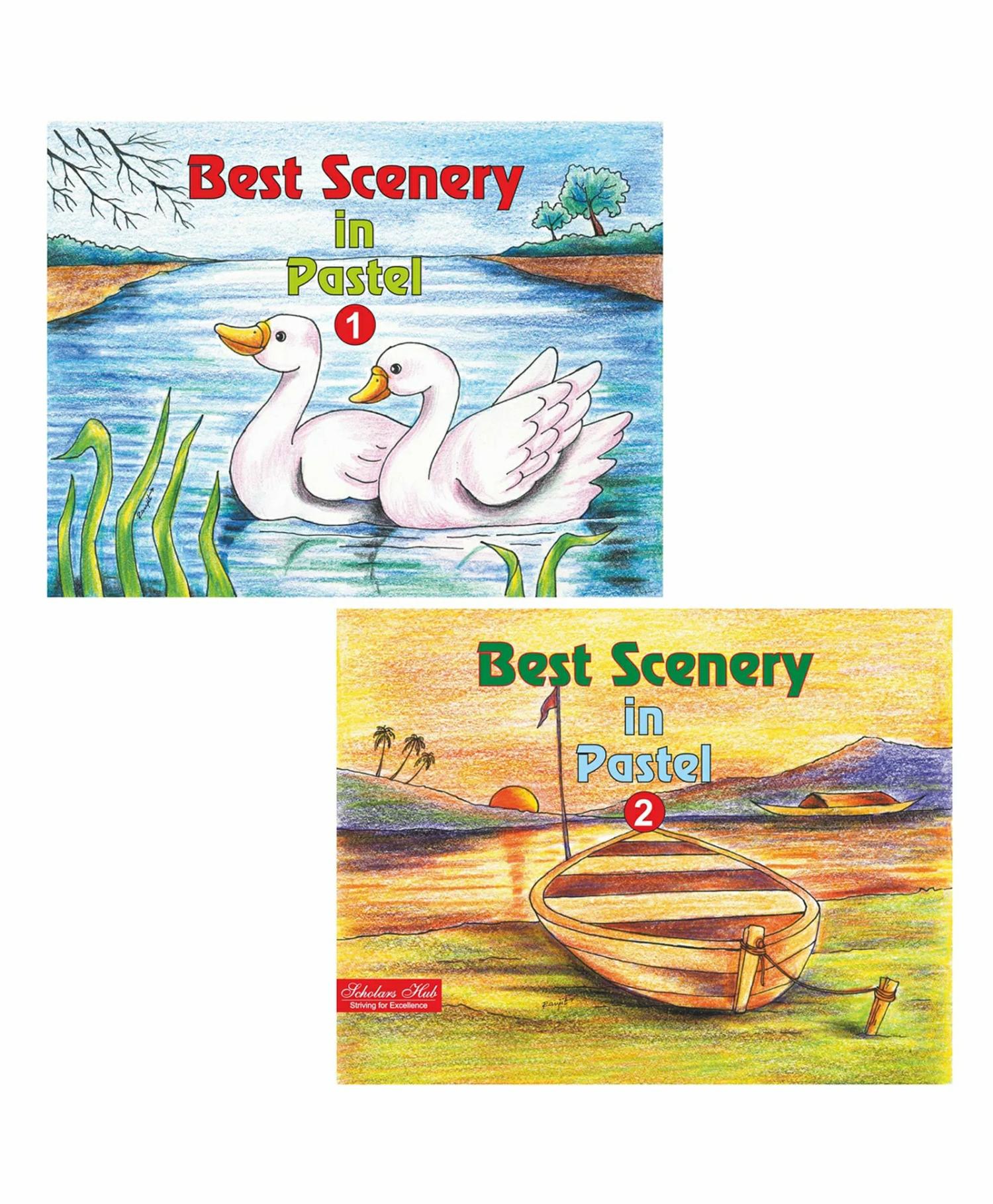 Best Scenery In Pastel Volume 1 & 2 Books Pack Of 2 – English  |   Drawing & Coloring Book Drawing & Coloring Book Drawing & Coloring Book