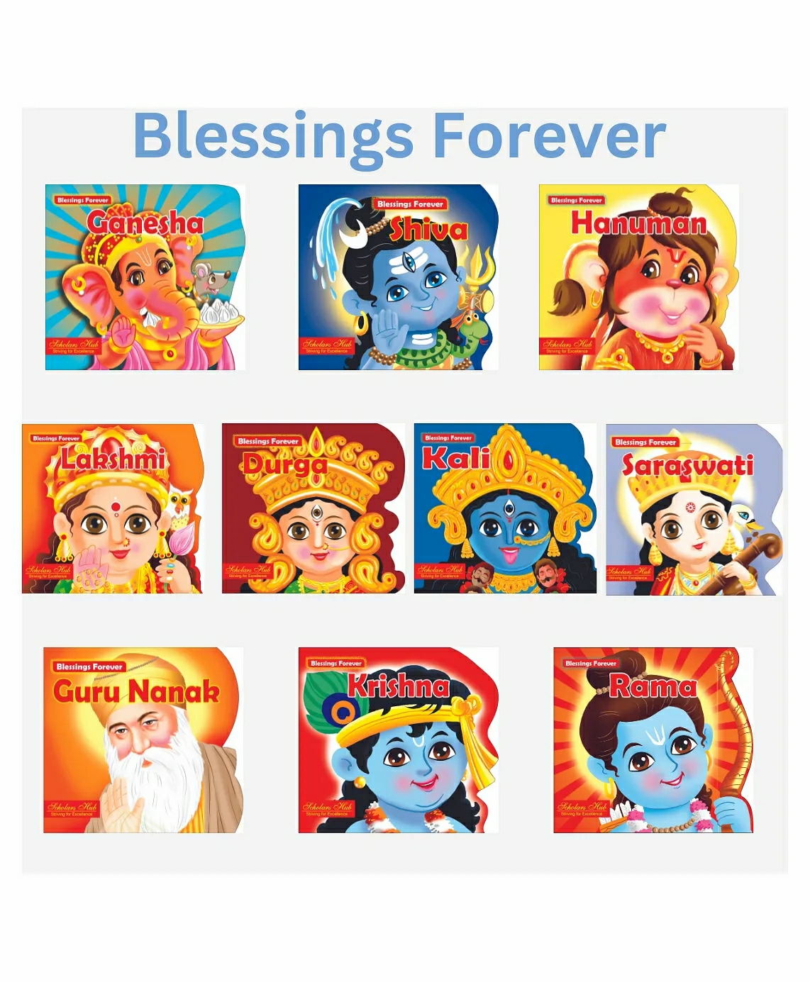 Blessing Forever Set Of 10 Gods & Goddess Storybooks For Kids Die Cut Board Books – English  |   Board Books Board Books Board Books