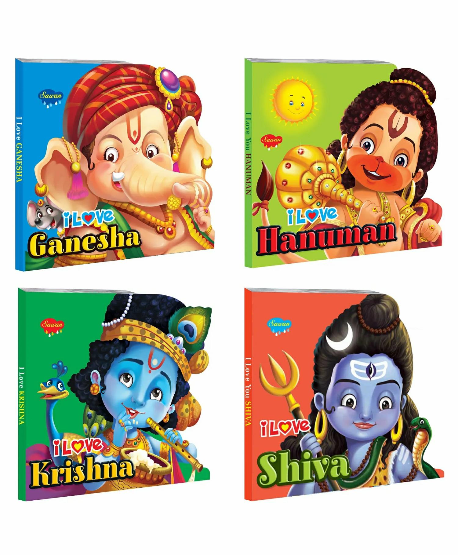 Books Of Shiva Krishna Ganesh & Hanuman Set Of 4 – English  |   Board Books Board Books Board Books