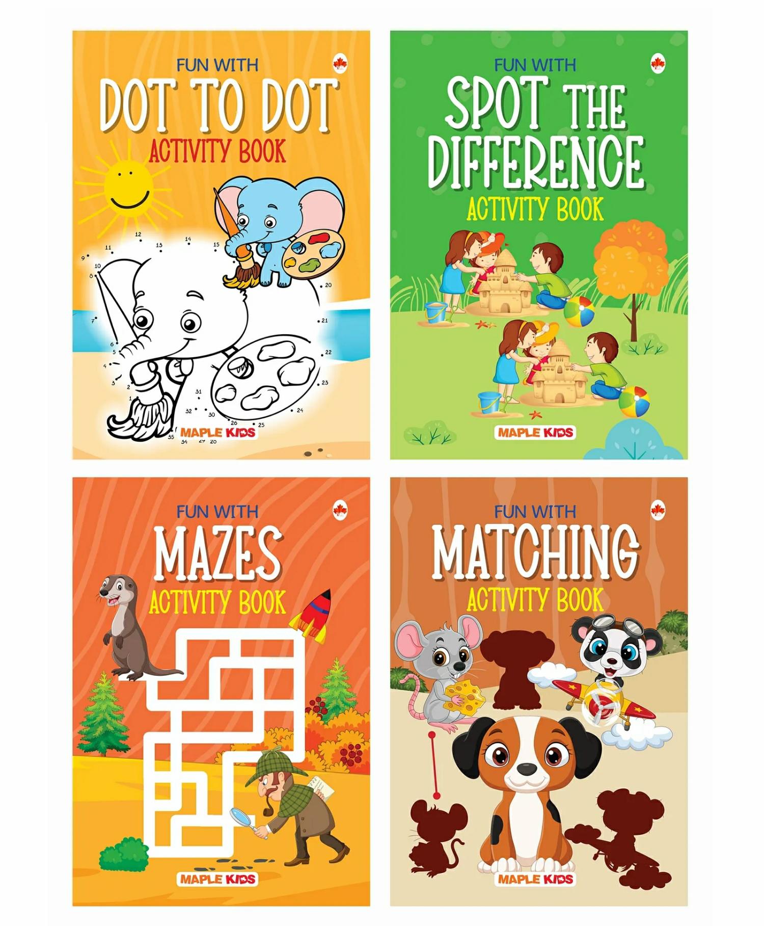 Brain Boosting Activity Book Set – Mazes Dot To Dot Spot The Difference And Matching Fun Early Learning Activity Books For Kids Set Of 4 Books – English  |   Crafts, Hobbies & Activity Books Crafts, Hobbies & Activity Books Crafts