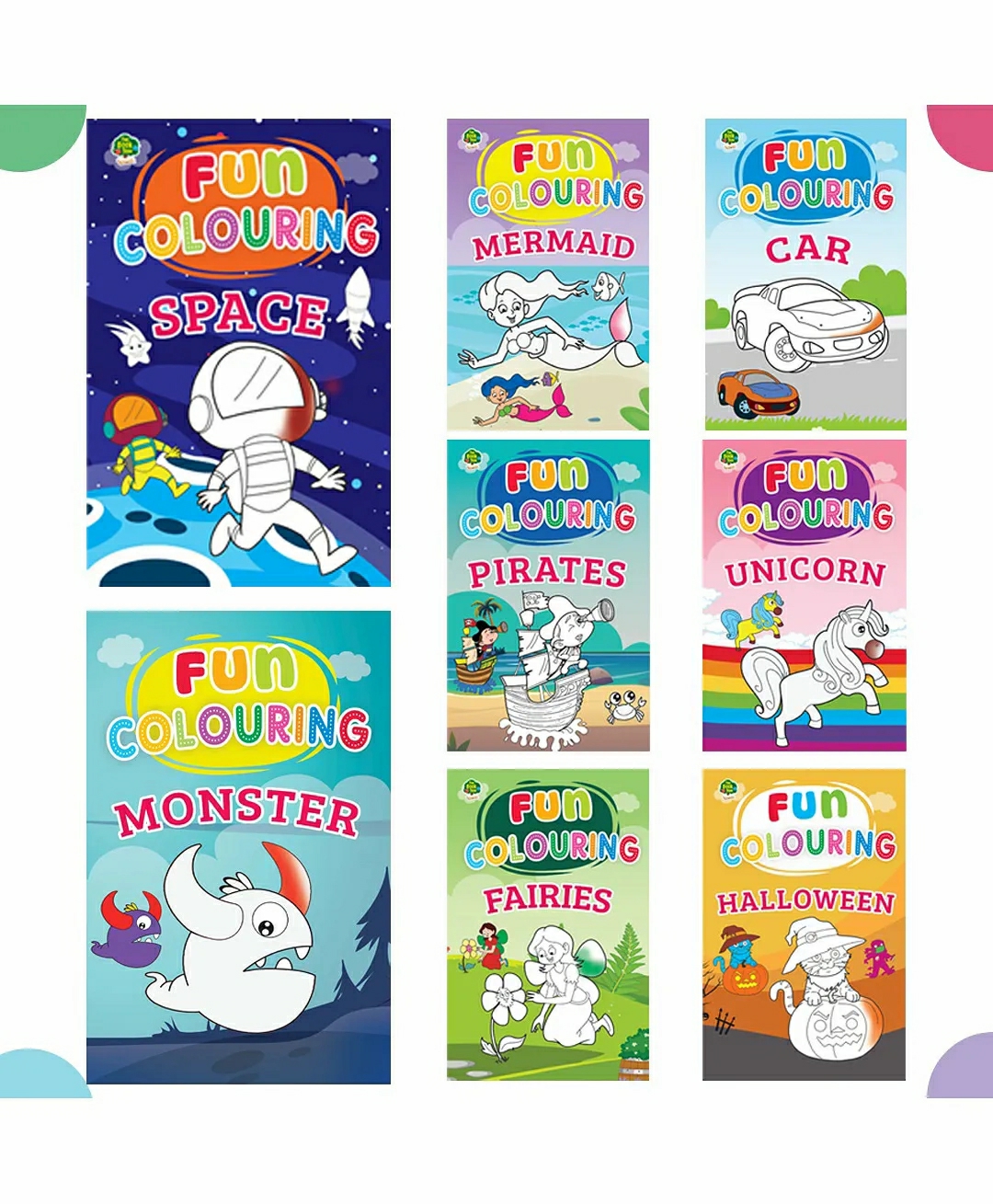 Club Fun Colouring Books For Kids (Set Of 8 Books) -Cars, Fairies, Halloween, Mermaids, Pirates, Space, Unicorns, And Monsters-[Paperback]  |   Crafts, Hobbies & Activity Books Crafts, Hobbies & Activity Books Crafts