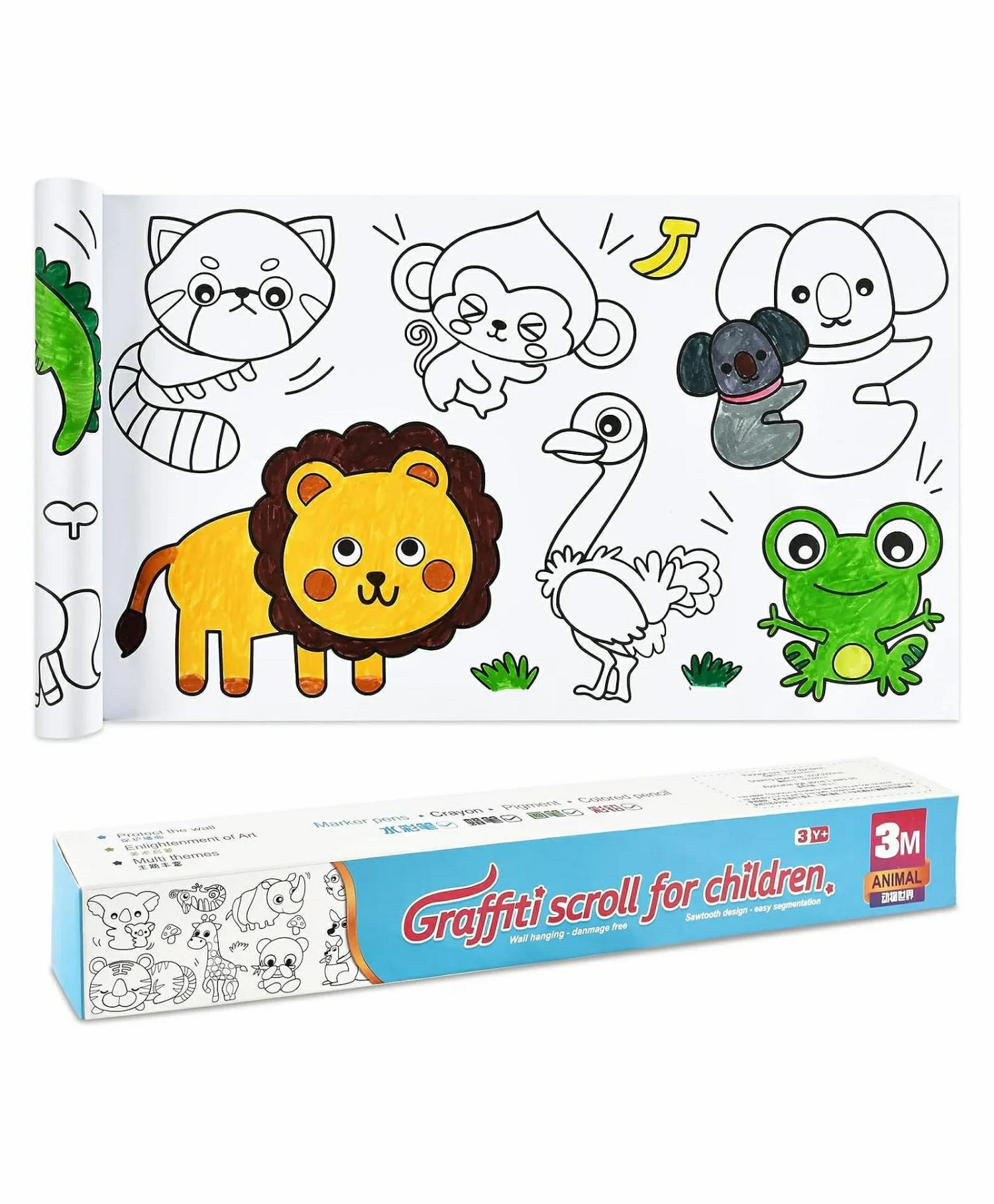 Coloring Paper Roll For Kids- Cut & Stick -Drawing & Painting Roll- Animal Theme- Art Hobbies For Kids  |   Drawing & Coloring Book Drawing & Coloring Book Drawing & Coloring Book