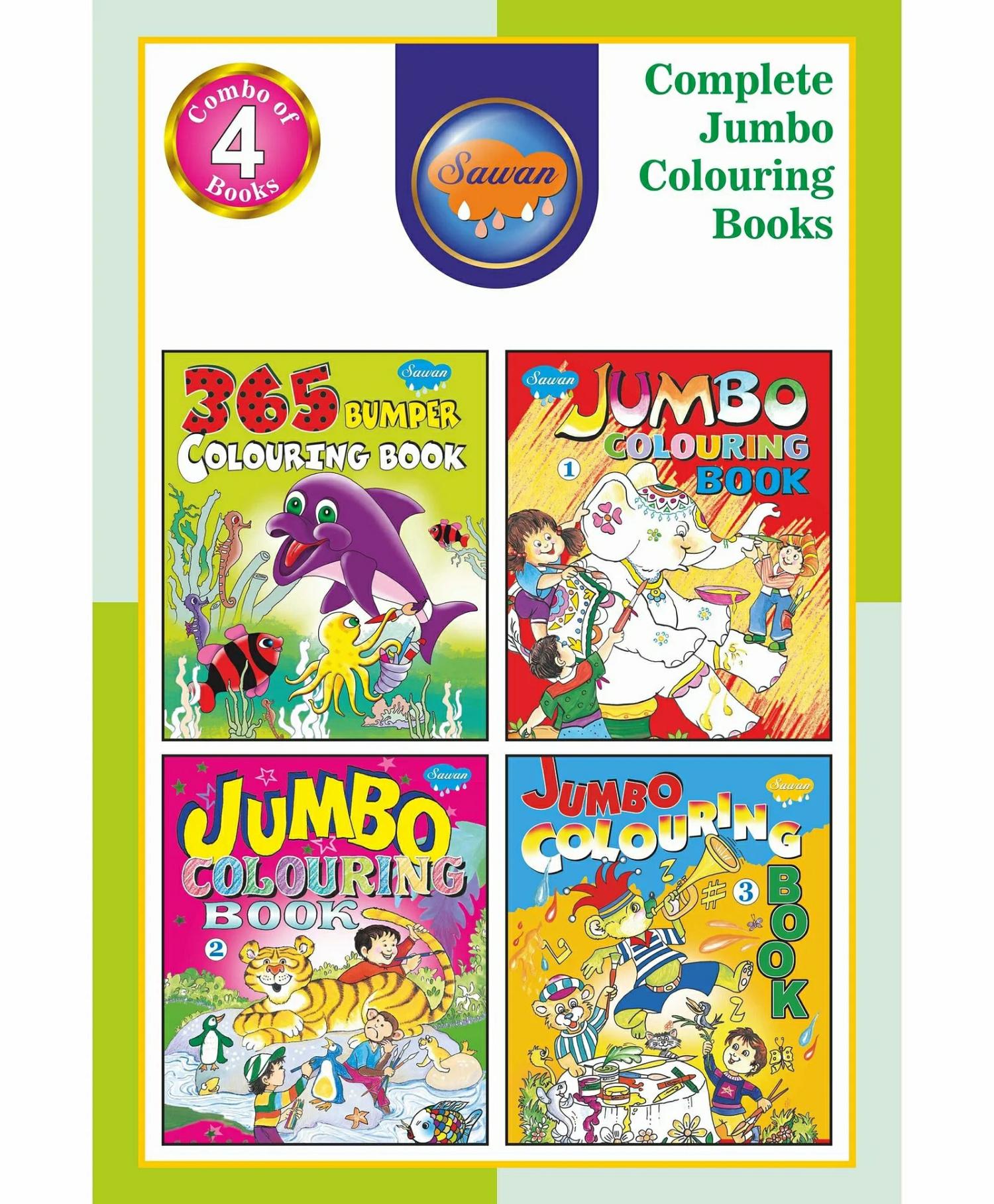 Complet Jumbo Colouring Book Pack Of 4 – English  |   Drawing & Coloring Book Drawing & Coloring Book Drawing & Coloring Book