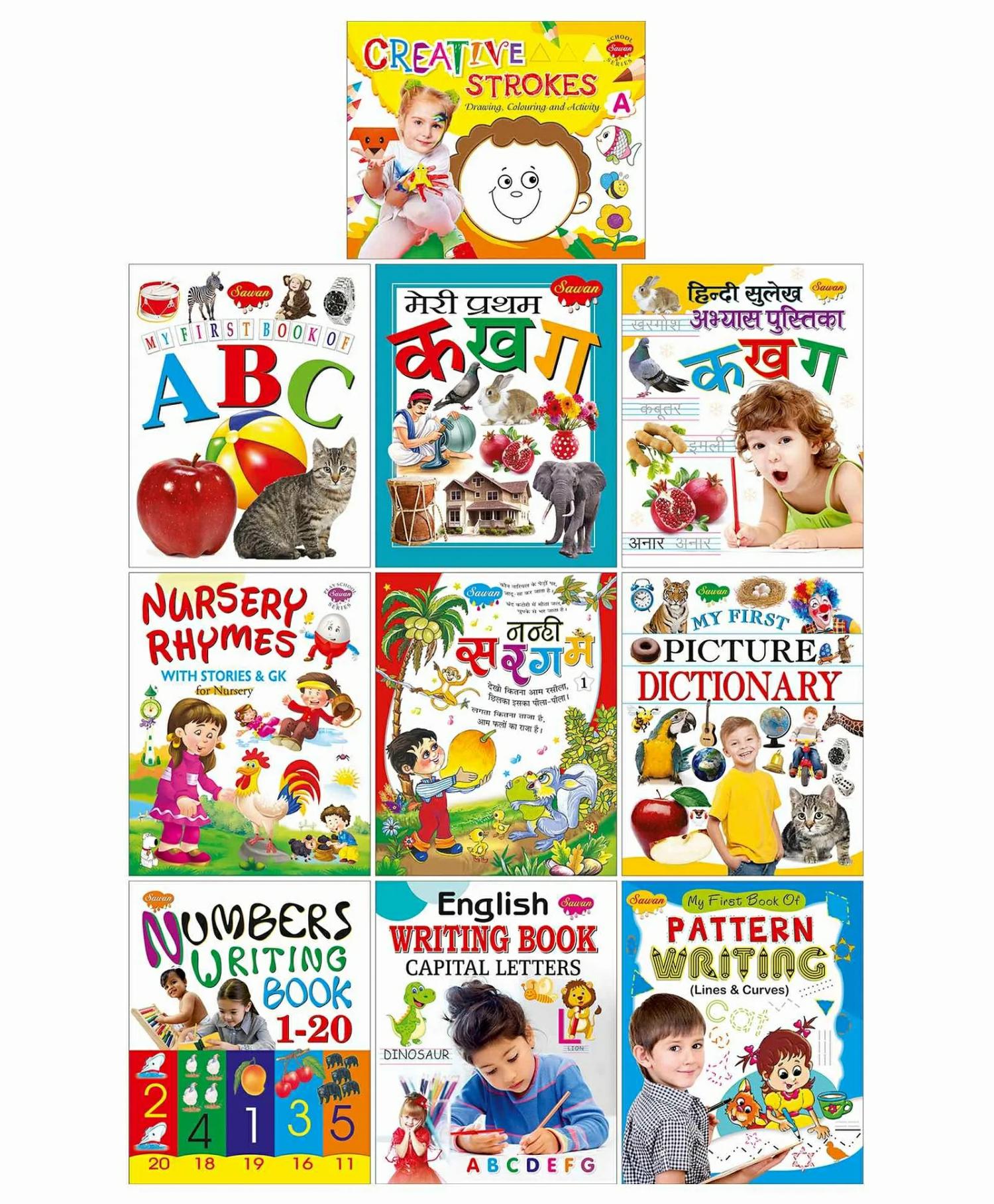 Complete Set For Nursery Pre-School Books Set Of 10 Books – English & Hindi  |   Picture Books Picture Books Picture Books