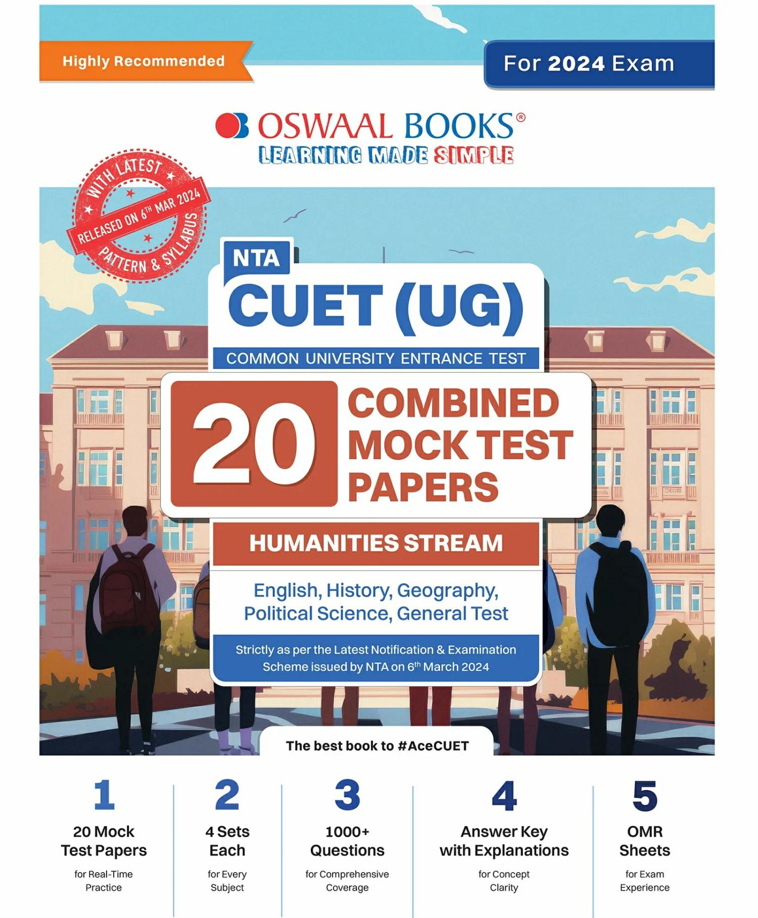 Cuet (Ug) Combined Mock Test Papers Humanities (English, History, Geography, Political Science, General Test) For 2024 Exam  |   Academic Books Academic Books Academic Books