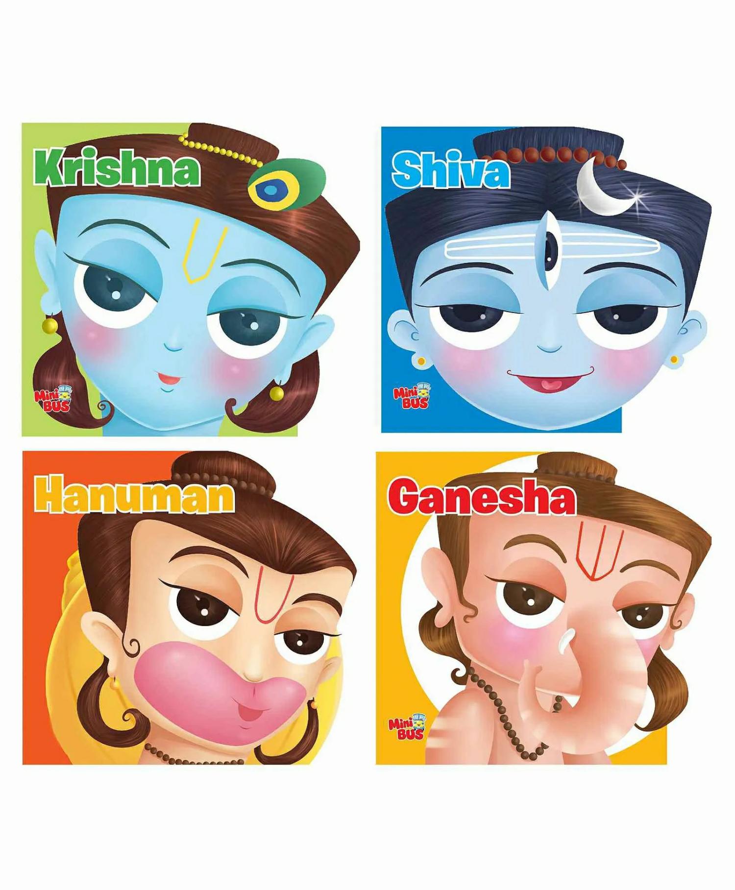 Cutout Of Gods Krishna, Shiva, Hanuman, Ganesha Board Books Set Of 4 – English  |   Board Books Board Books Board Books