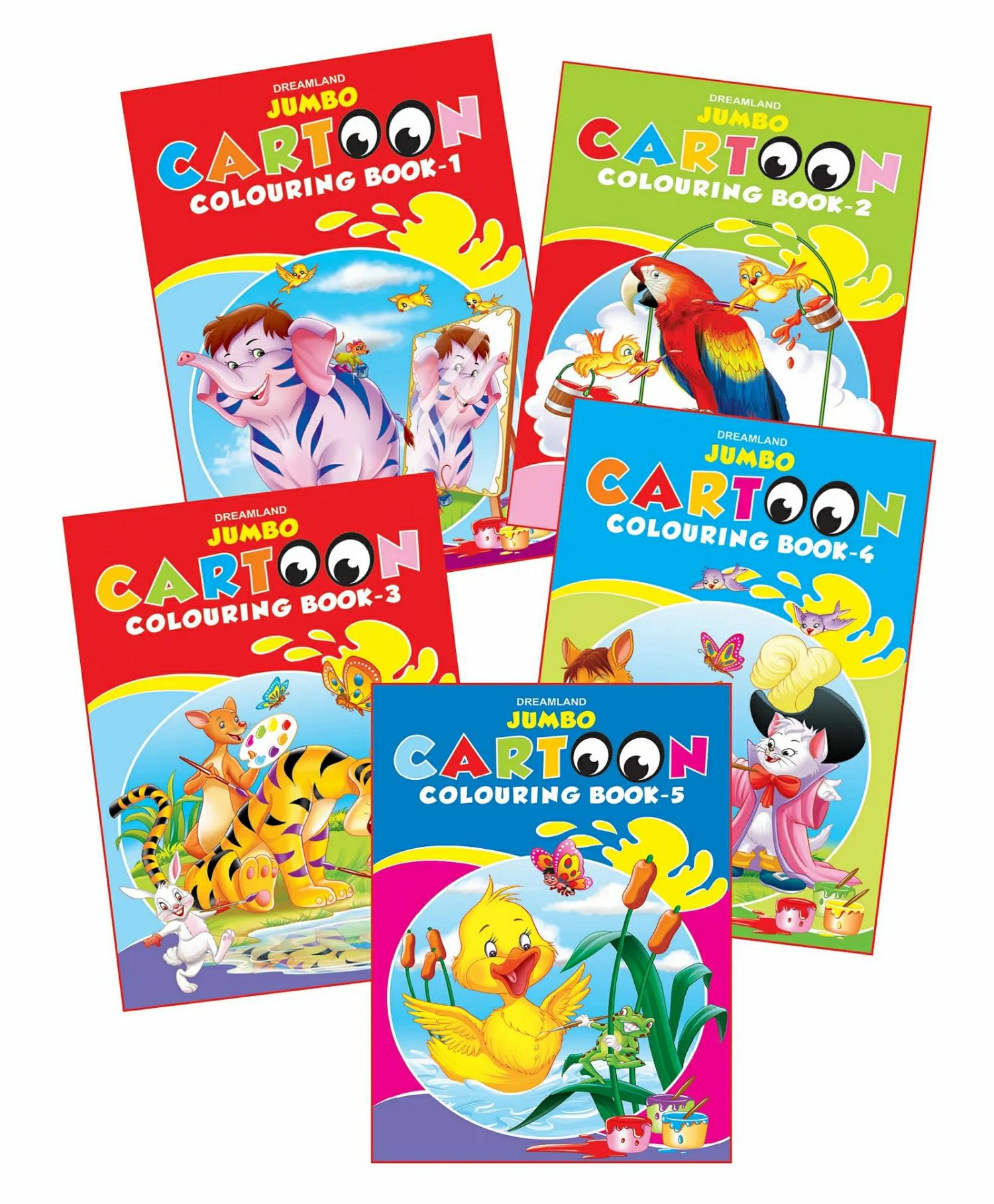 Dreamland Jumbo Cartoon Colouring 5 Books Pack For Kids , A3 Big Size Copy Colour Books With 12 Pages ,Drawing, Colouring For Preschool Earlylearners  |   Crafts, Hobbies & Activity Books Crafts, Hobbies & Activity Books Crafts