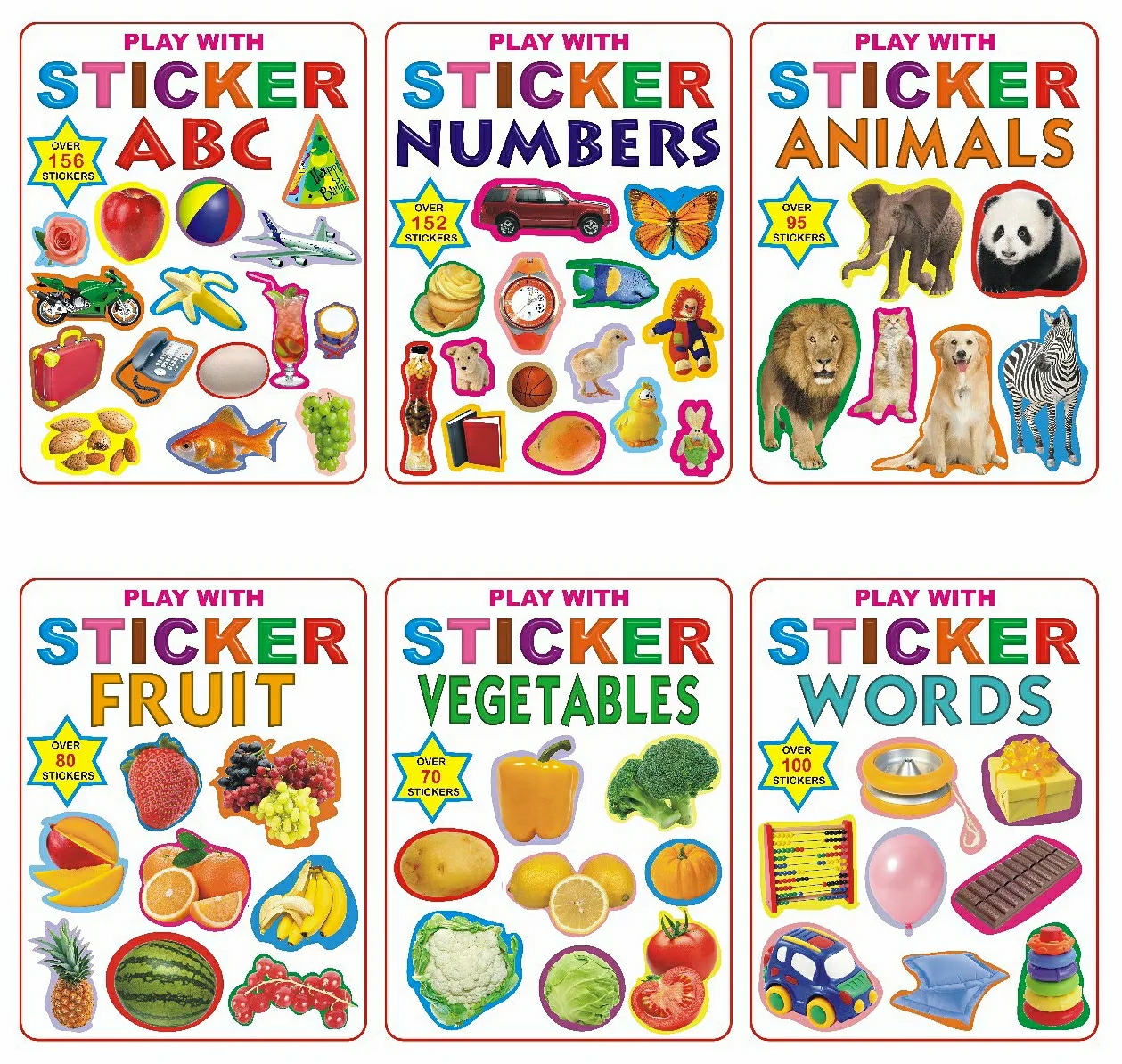 Dreamland Play With Sticker 6 Books Pack For Children – Abc, Numbers, Animals, Fruit, Vegetables, Words  |   Read & Learn Read & Learn Read & Learn