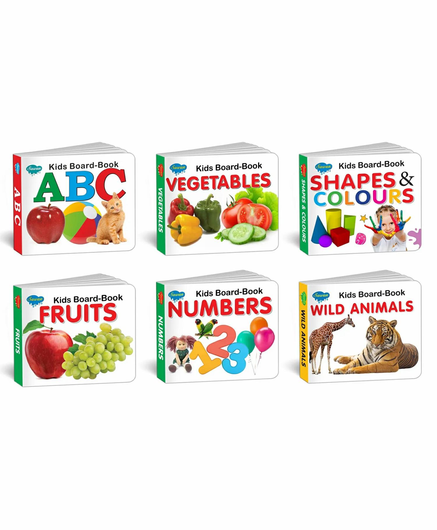 Early Learning Little Library Kids Children Baby Books Of 6 Books – Alphabets Fruits Vegetables Wild Animals Shapes & Colours Numbers – English  |   Board Books Board Books Board Books