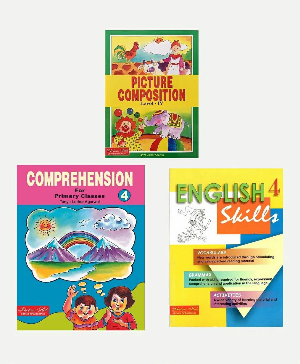 English Workbook Combo For Class 4 Comprehension Picture Composition & English Skills Vocabulary Grammar Set Of 3 Books With Answer Key – English  |   Academic Books Academic Books Academic Books