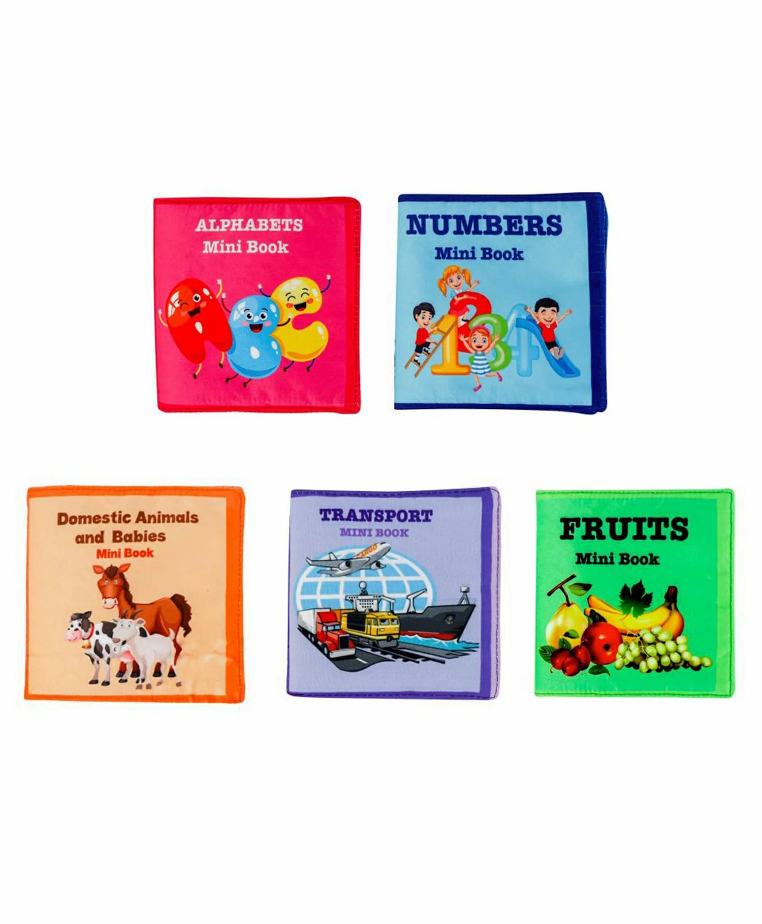 Fabric Book Head Start Series Mini Book Abc Numbers Fruits Domestic Animals Transport Cloth Books  Combo Pack Of 5- English  |   Read & Learn Read & Learn Read & Learn