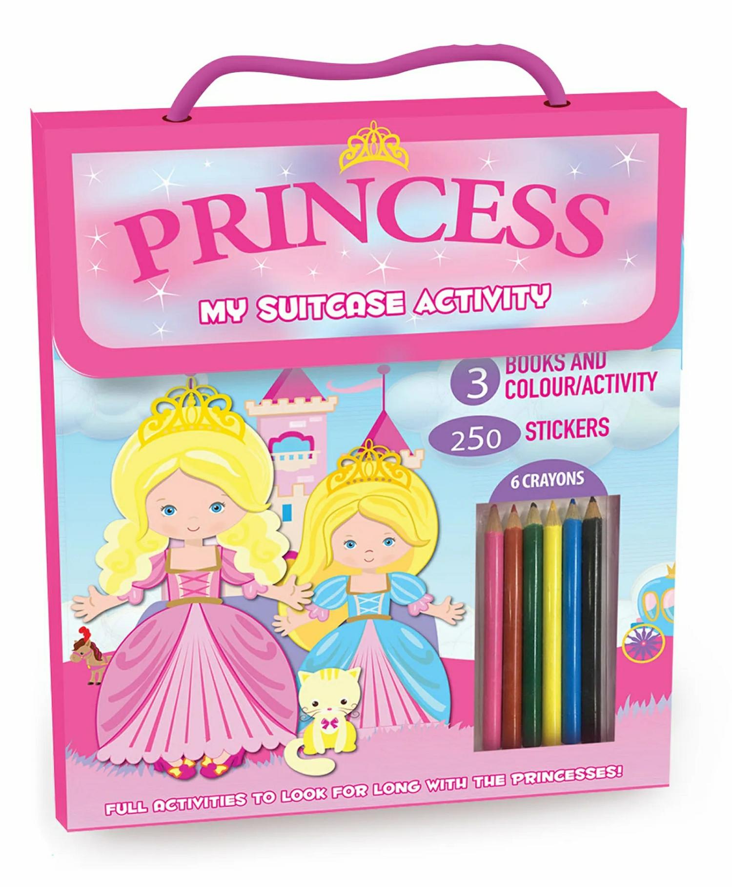 Hello Friend Books My Suitcase Activity Bag: Princess – Complete Activity Case With Colouring Books, Activity Book And Sticker Book, Great For Gifts And Travel – English  |   Crafts, Hobbies & Activity Books Crafts, Hobbies & Activity Books Crafts