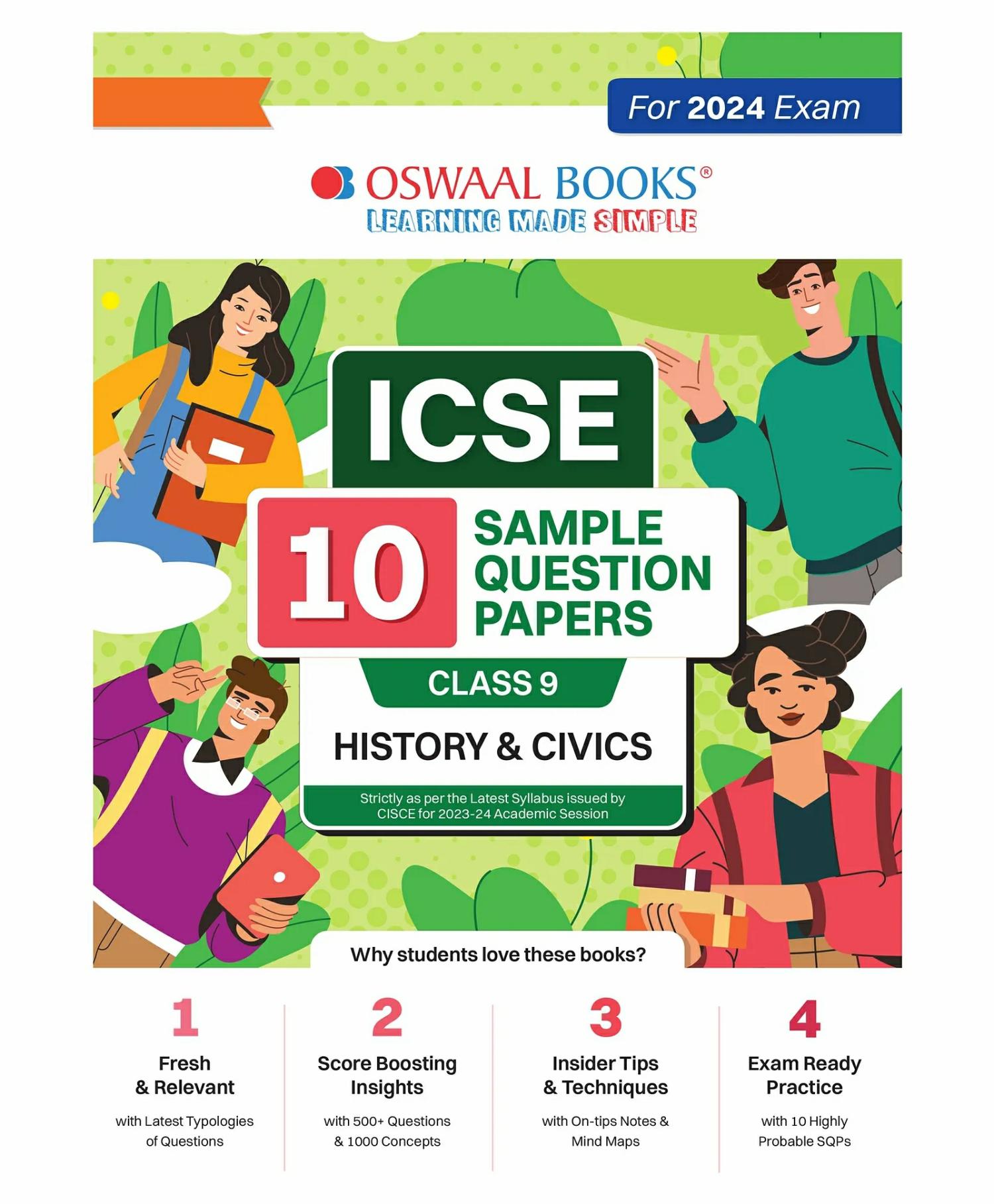 Icse 10 Sample Question Papers Class 9 For Board Exam 2024 Based On The Latest Cisce/Icse Specimen Paper History & Civics – English  |   Academic Books Academic Books Academic Books