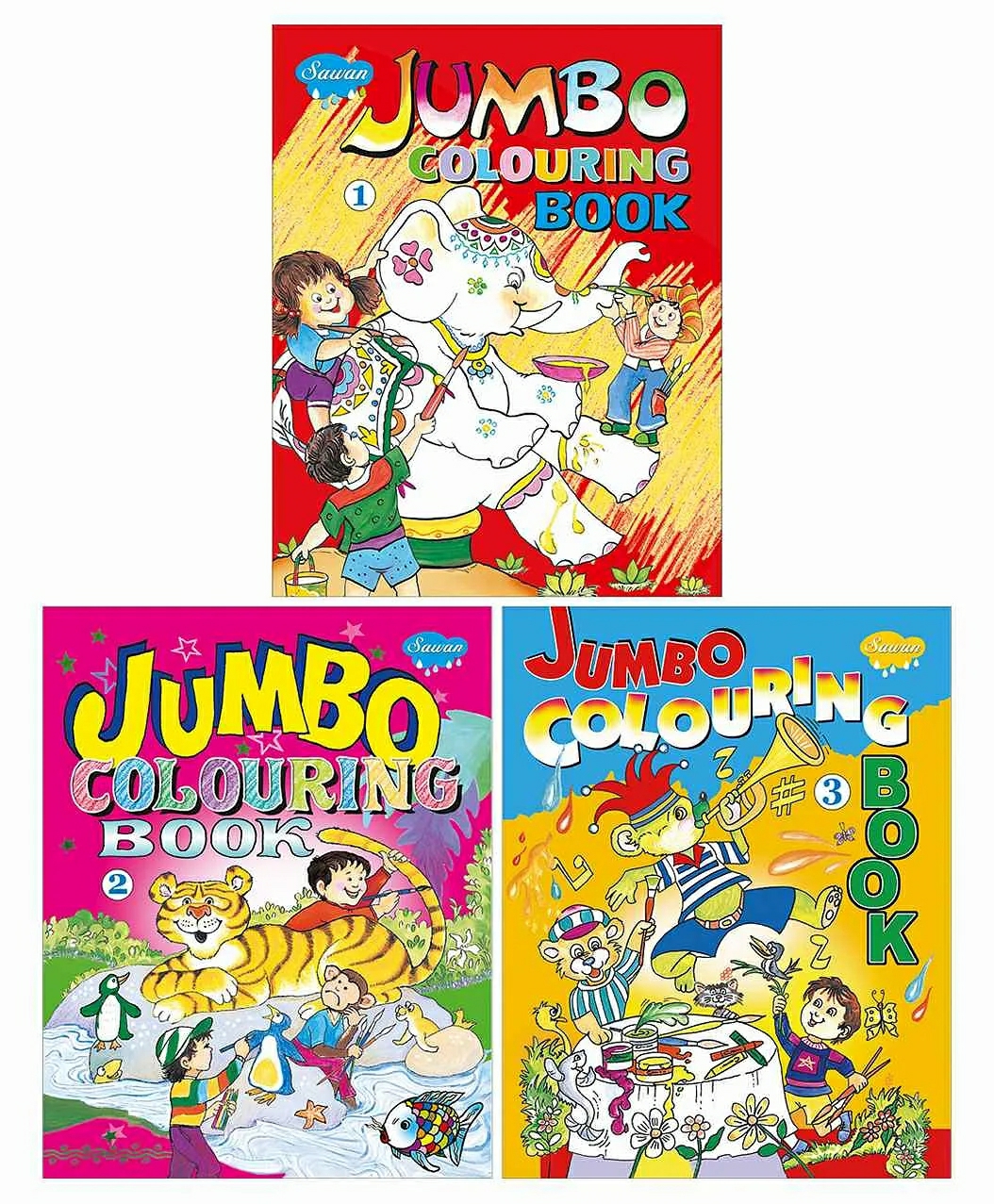 Jumbo Colouring Books Part 1 To 3 Pack Of 3 – English  |   Drawing & Coloring Book Drawing & Coloring Book Drawing & Coloring Book