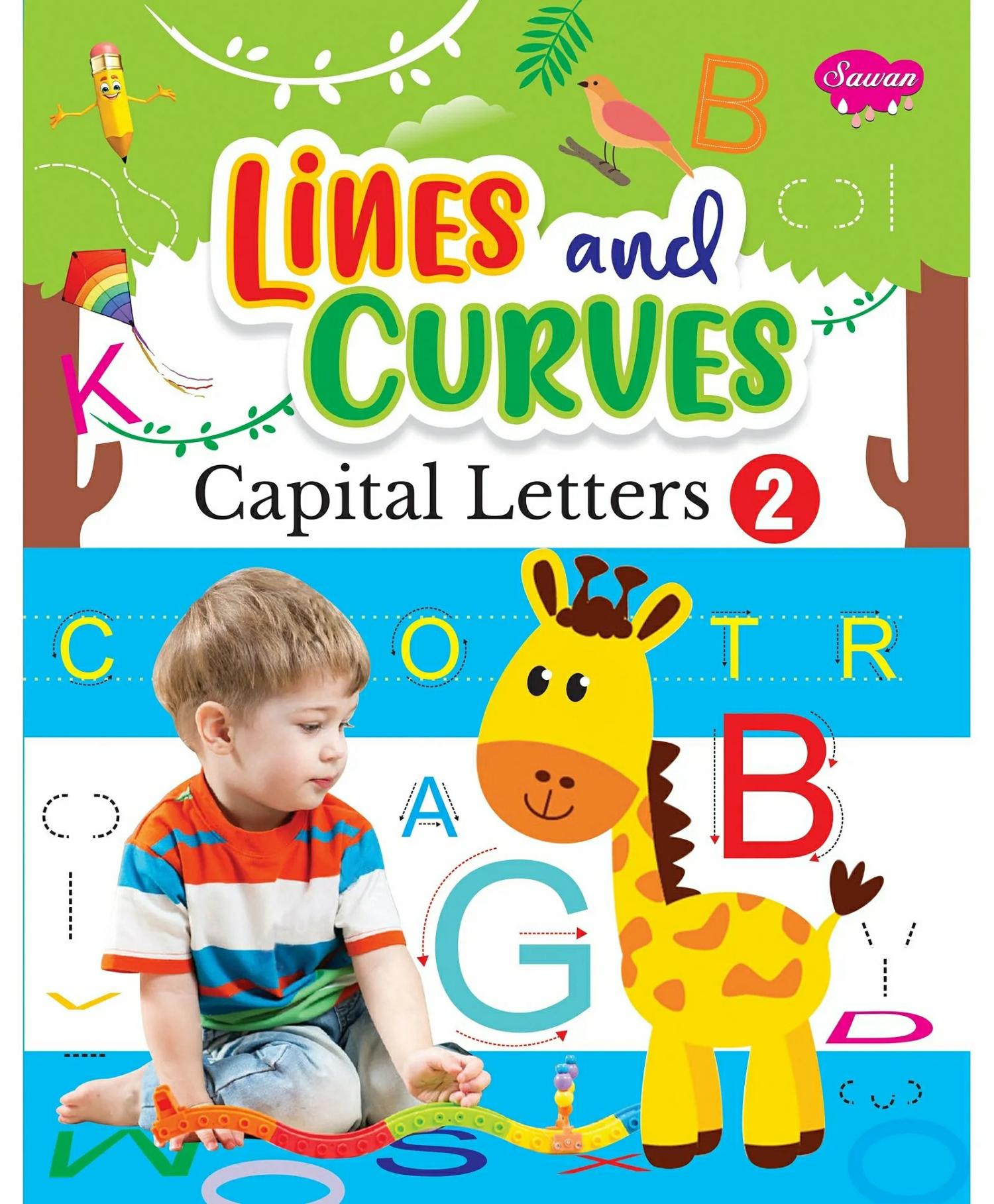 Lines & Curves Capital Letters Book 2 – English  |   Drawing & Coloring Book Drawing & Coloring Book Drawing & Coloring Book