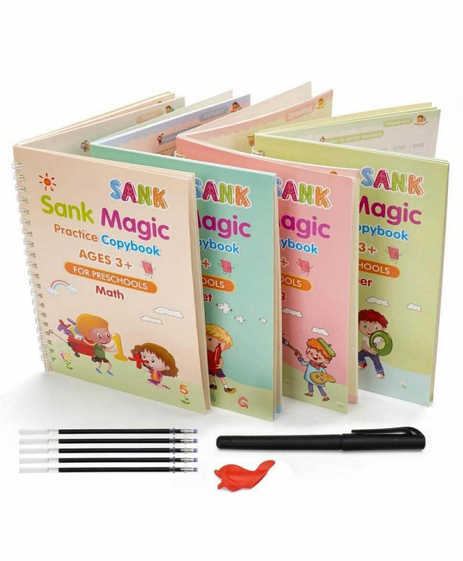 Magic Practice Copy Book For Kids 4Pcs Magic Book With Pens Calligraphy Books For Beginners Practice Magical Reusable Hand Writing Book – English  |   Drawing & Coloring Book Drawing & Coloring Book Drawing & Coloring Book