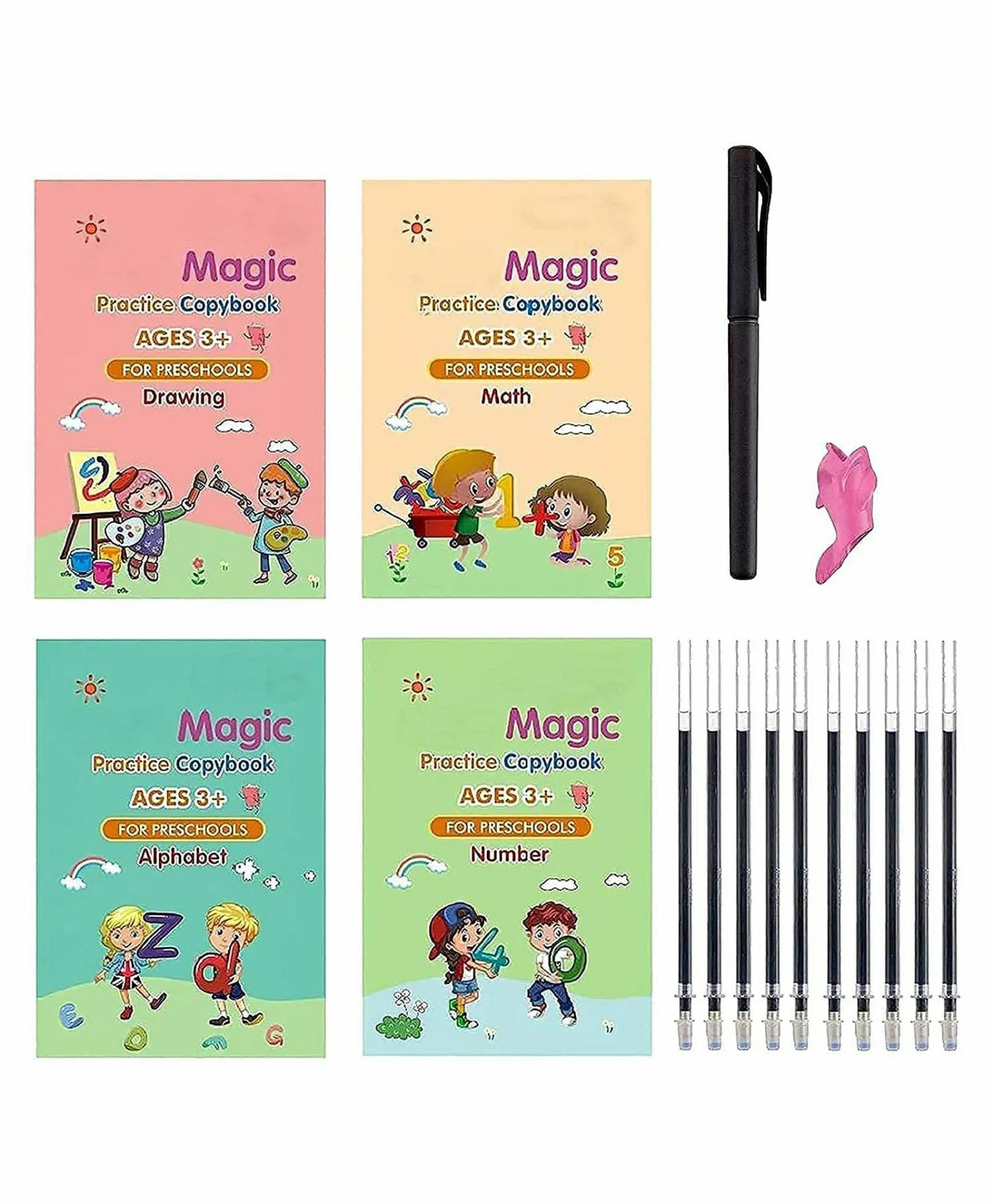 Magic Practice Copybook Number Tracing Book For Preschoolers With Pen Magic Calligraphy Copybook Set Practical Reusable Writing Tool Simple Hand Lettering  |   Read & Learn Read & Learn Read & Learn