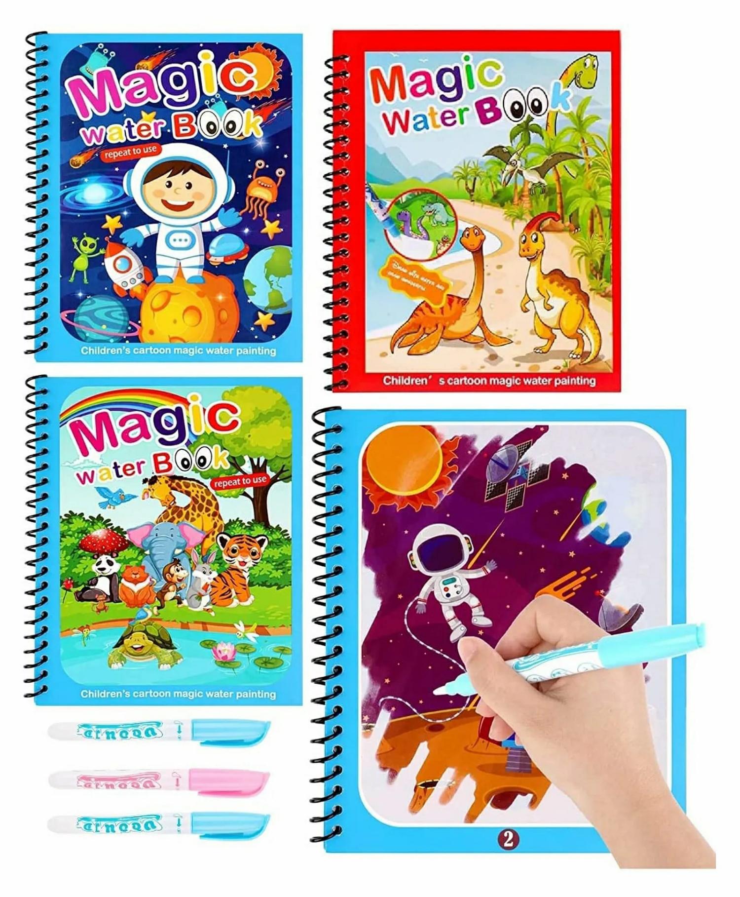 Magic Water Painting Book With Magic Doodle Pen, Assorted Color And Design 3 Books – 12 Pages Each  |   Drawing & Coloring Book Drawing & Coloring Book Drawing & Coloring Book