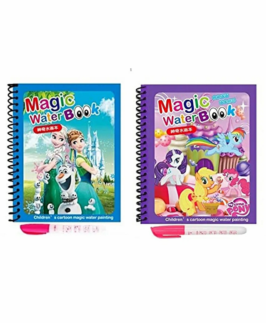 Magic Water Quick Dry Water Coloring Book Doodle With Magic Pen Painting Board Pack Of 2 – English (Print May Vary)  |   Drawing & Coloring Book Drawing & Coloring Book Drawing & Coloring Book