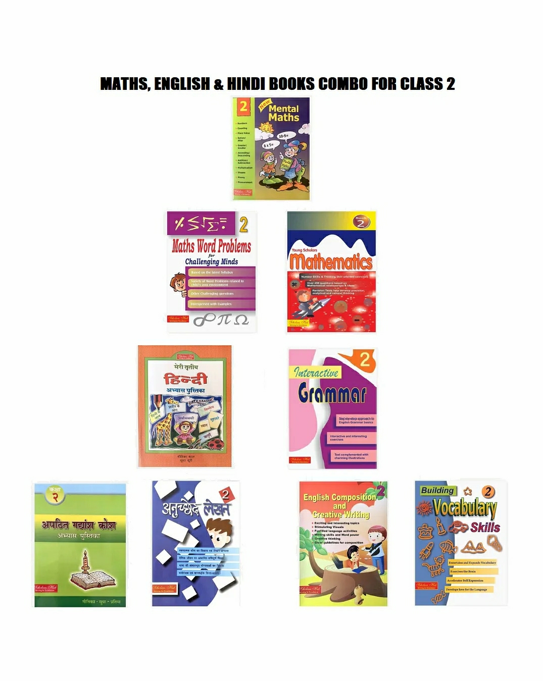 Maths, English & Hindi Workbook Combo For Class 2 (Set Of 9 Books) – English & Hindi  |   Academic Books Academic Books Academic Books