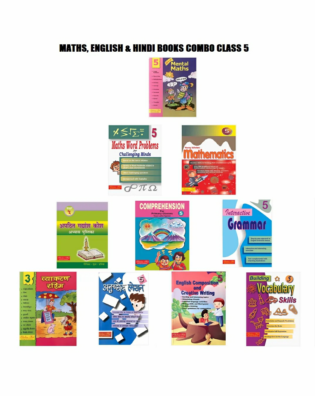 Maths, English & Hindi Workbook Combo For Class 5 (Set Of 10 Books)  |   Academic Books Academic Books Academic Books