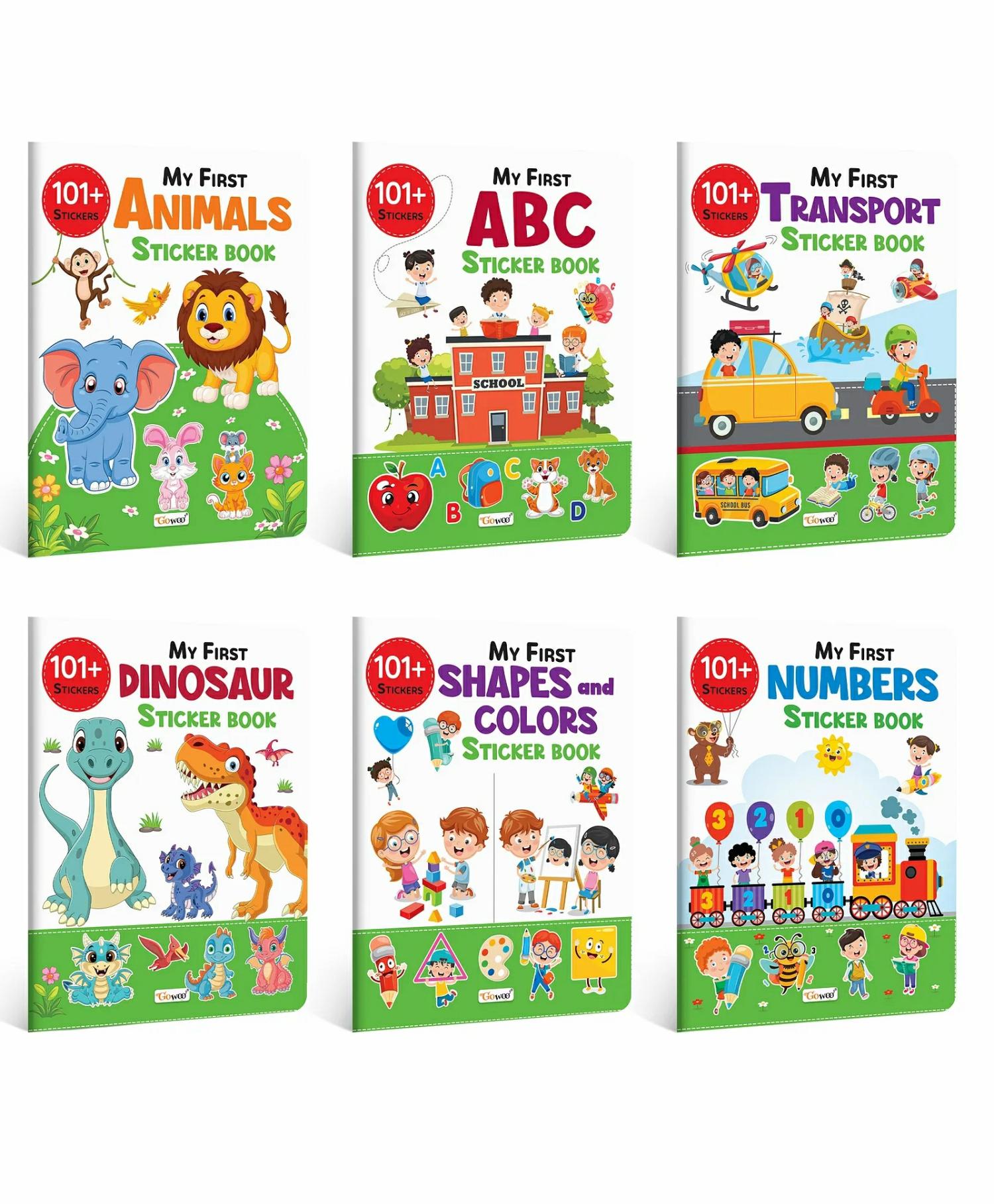 My First Abc, Animals, Numbers, Transport, Shapes & Colors And Dinosaur Sticker Book With 101+ Stickers | Combo Of 6 Sticker Books | Activity Book For Children, Kids Activity Book.  |   Read & Learn Read & Learn Read & Learn