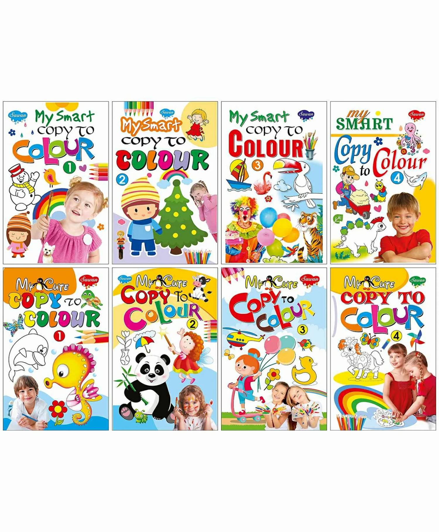 My Smart & My Cute Copy To Colour Part 1 To 4 Pack Of 8 – English  |   Drawing & Coloring Book Drawing & Coloring Book Drawing & Coloring Book