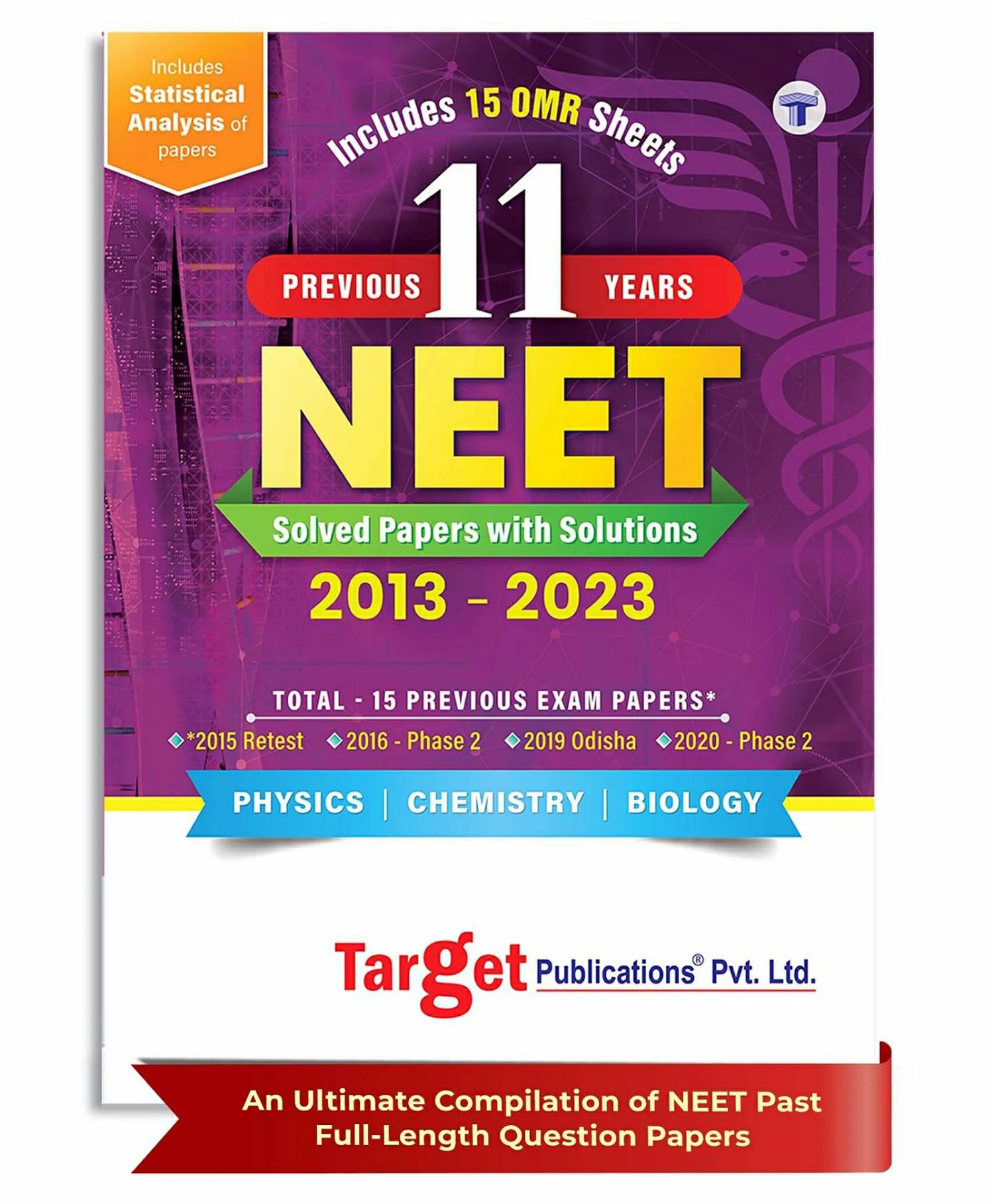 Neet 11 Previous Year Solved Question Papers 213 To 223 – English  |   Academic Books Academic Books Academic Books