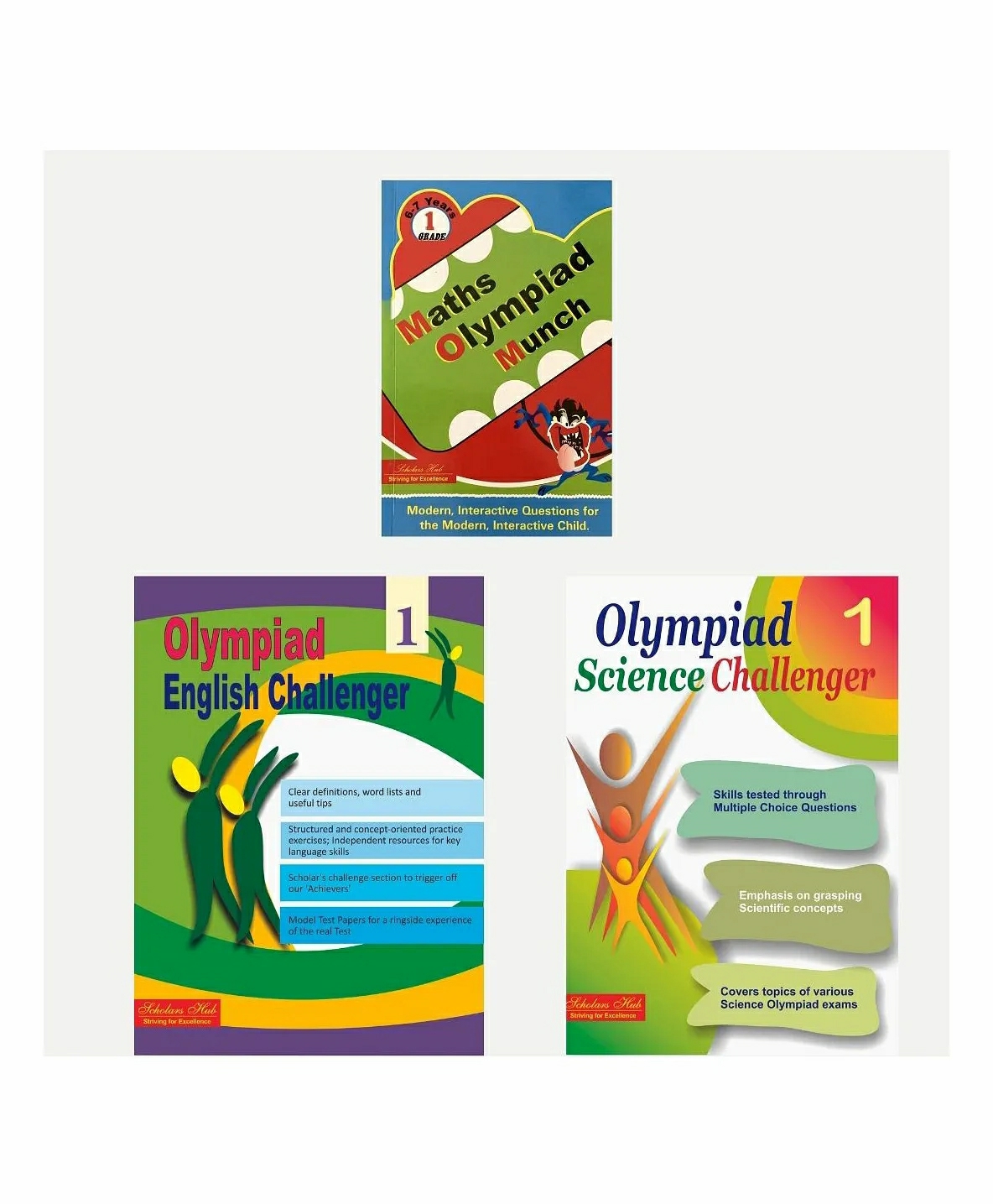 Olympiad Book Combo For Class 1 English Olympiad Challenger Class 1 Science Olympiad Challenger Class 1 & Maths Olympiad Munch 1 With Answer Key Set Of 3 Books – English  |   Academic Books Academic Books Academic Books