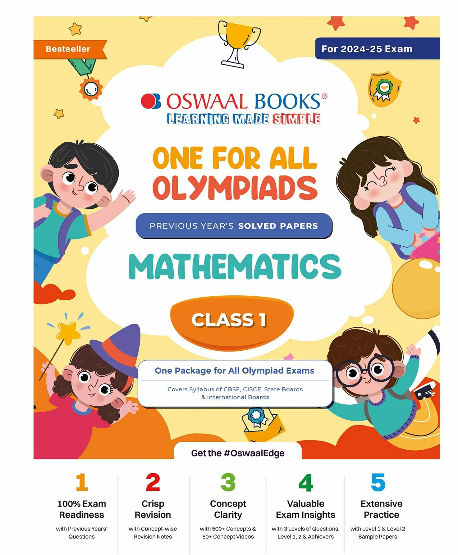 One For All Olympiad Class 1 Mathematics | Previous Years Solved Papers | For 2024-25 Exam  |   Academic Books Academic Books Academic Books