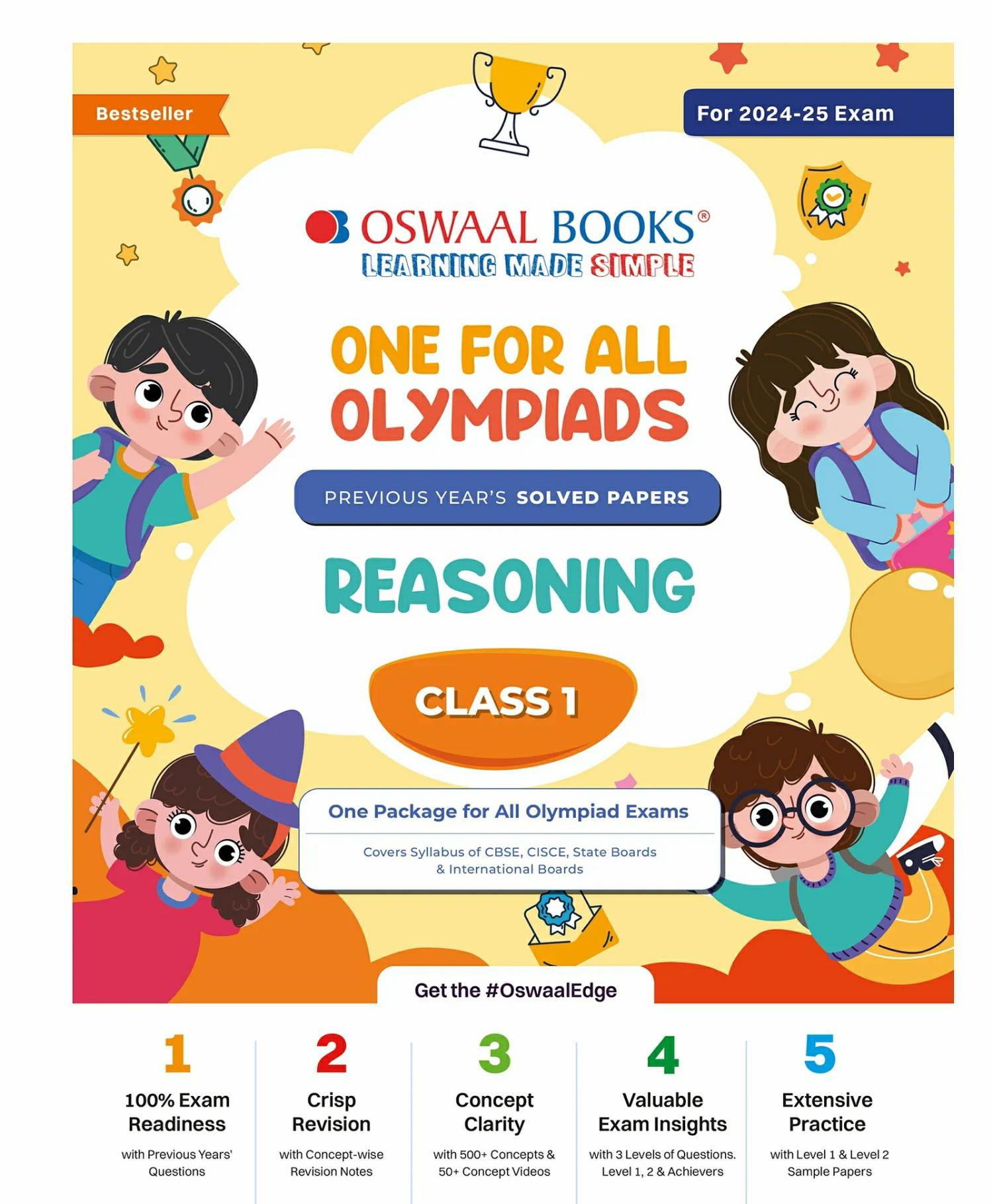 One For All Olympiad Class 1 Reasoning | Previous Years Solved Papers | For 2024-25 Exam  |   Academic Books Academic Books Academic Books