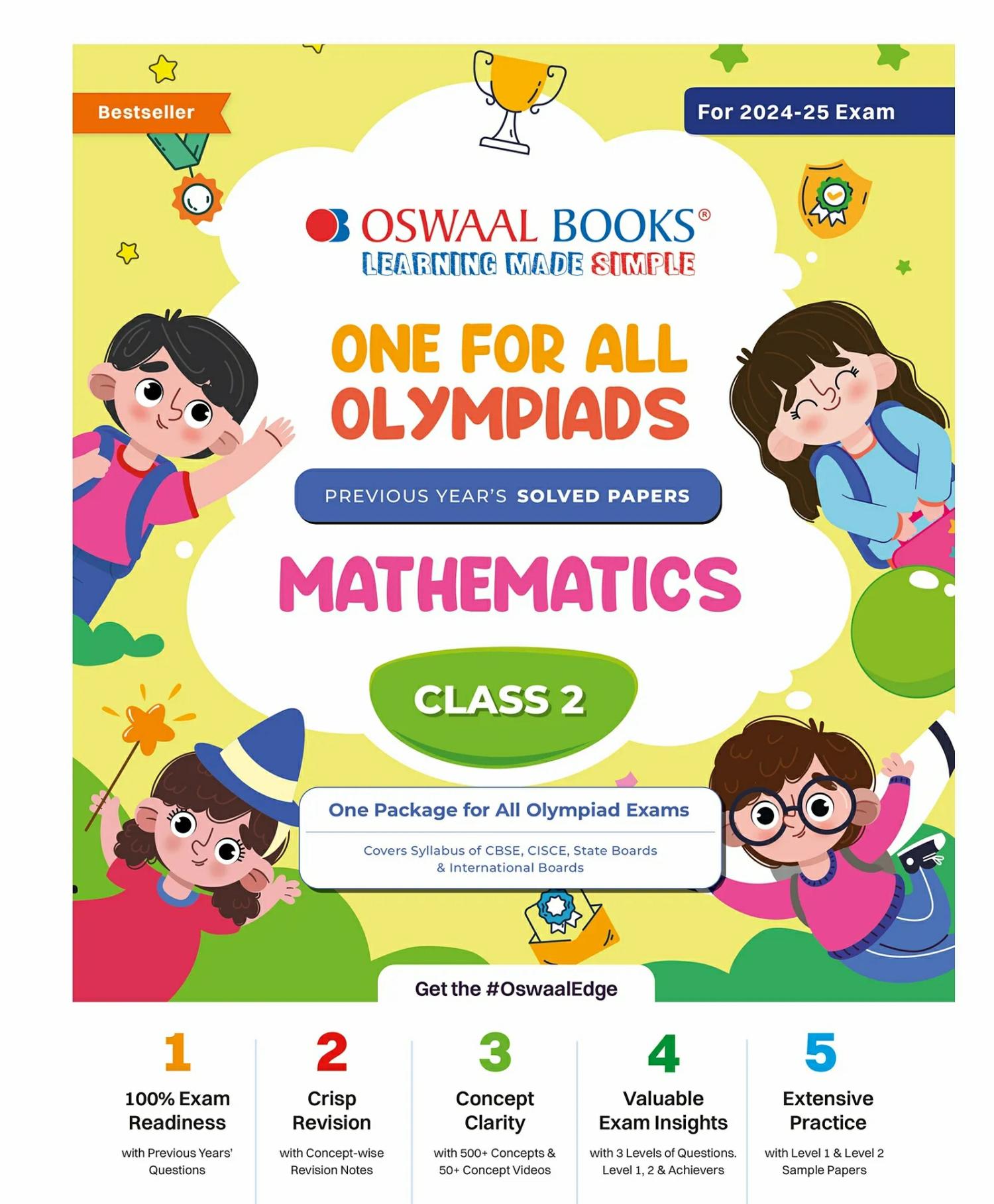 One For All Olympiad Class 2 Mathematics | Previous Years Solved Papers | For 2024-25 Exam  |   Academic Books Academic Books Academic Books