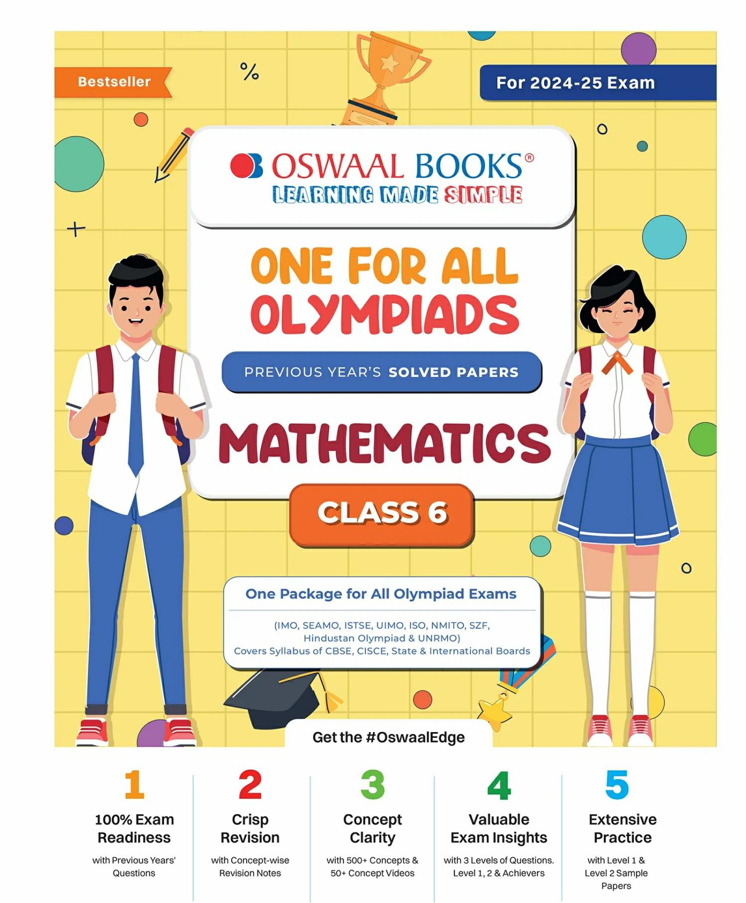 One For All Olympiad Class 6 Mathematics | Previous Years Solved Papers | For 2024-25 Exam  |   Academic Books Academic Books Academic Books