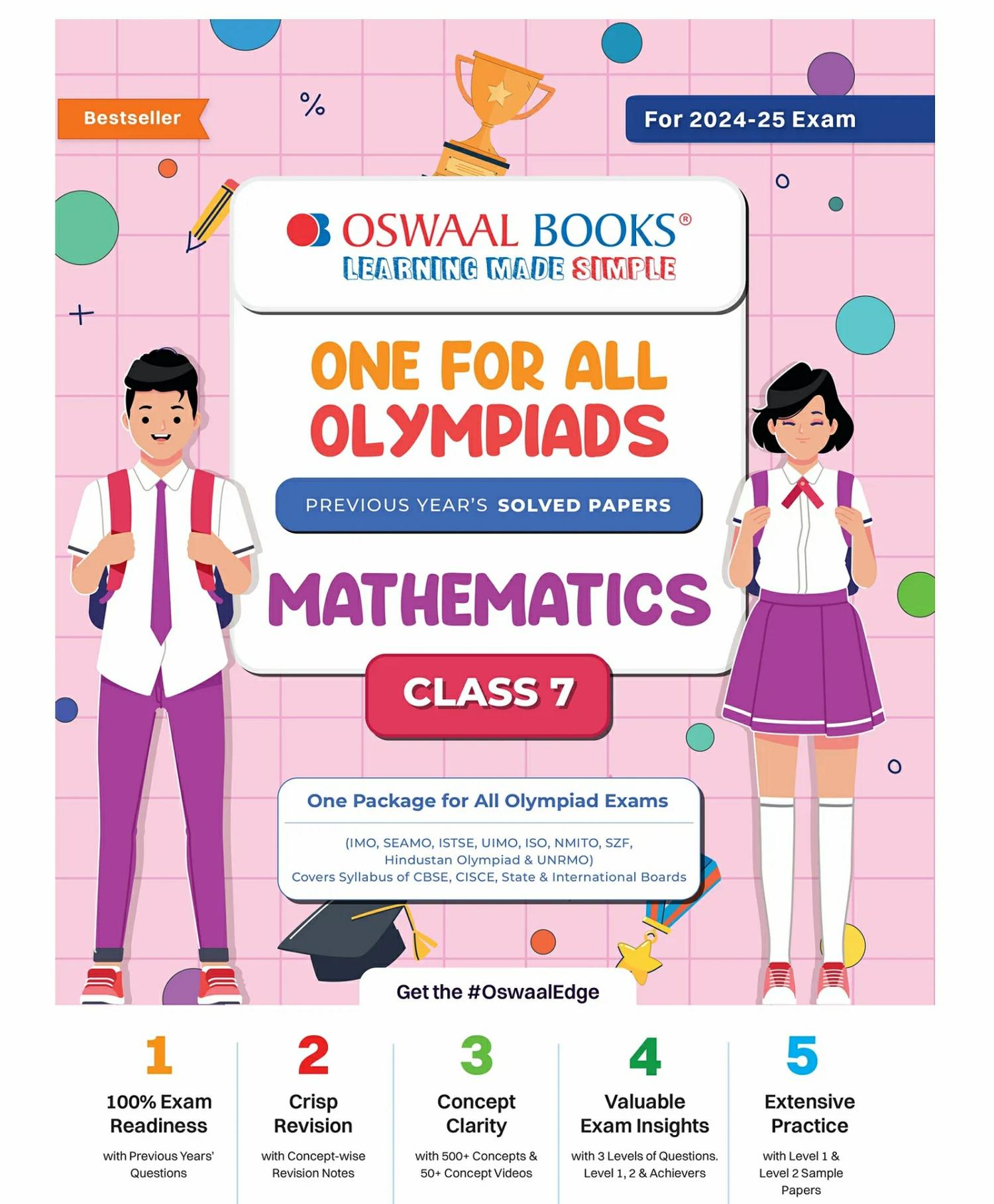 One For All Olympiad Class 7 Mathematics | Previous Years Solved Papers | For 2024-25 Exam  |   Academic Books Academic Books Academic Books