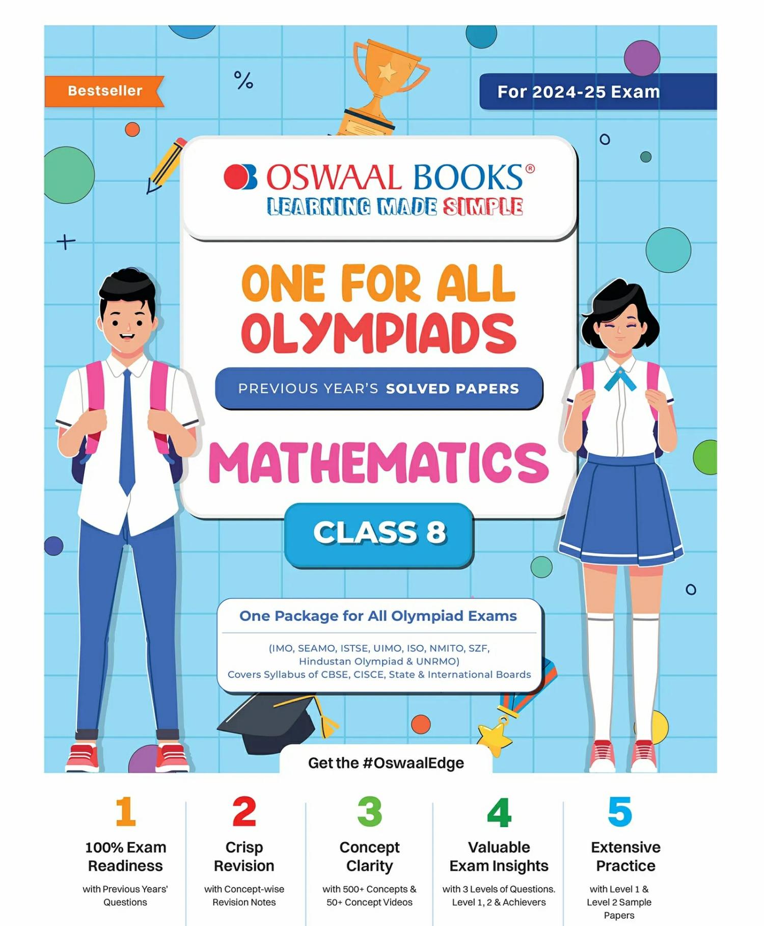 One For All Olympiad Class 8 Mathematics | Previous Years Solved Papers | For 2024-25 Exam  |   Academic Books Academic Books Academic Books