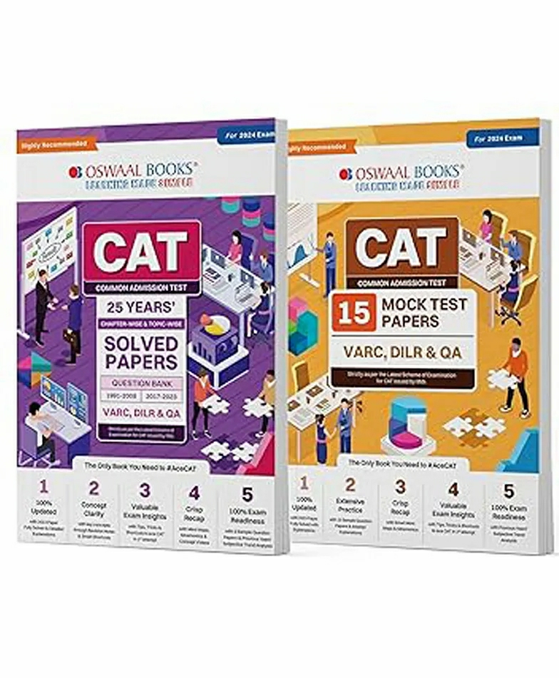 Oswaal Cat 25 Years Solved Papers + 15 Mock Test Papers (Set Of 2 Books) For 2024 Exam  |   Academic Books Academic Books Academic Books