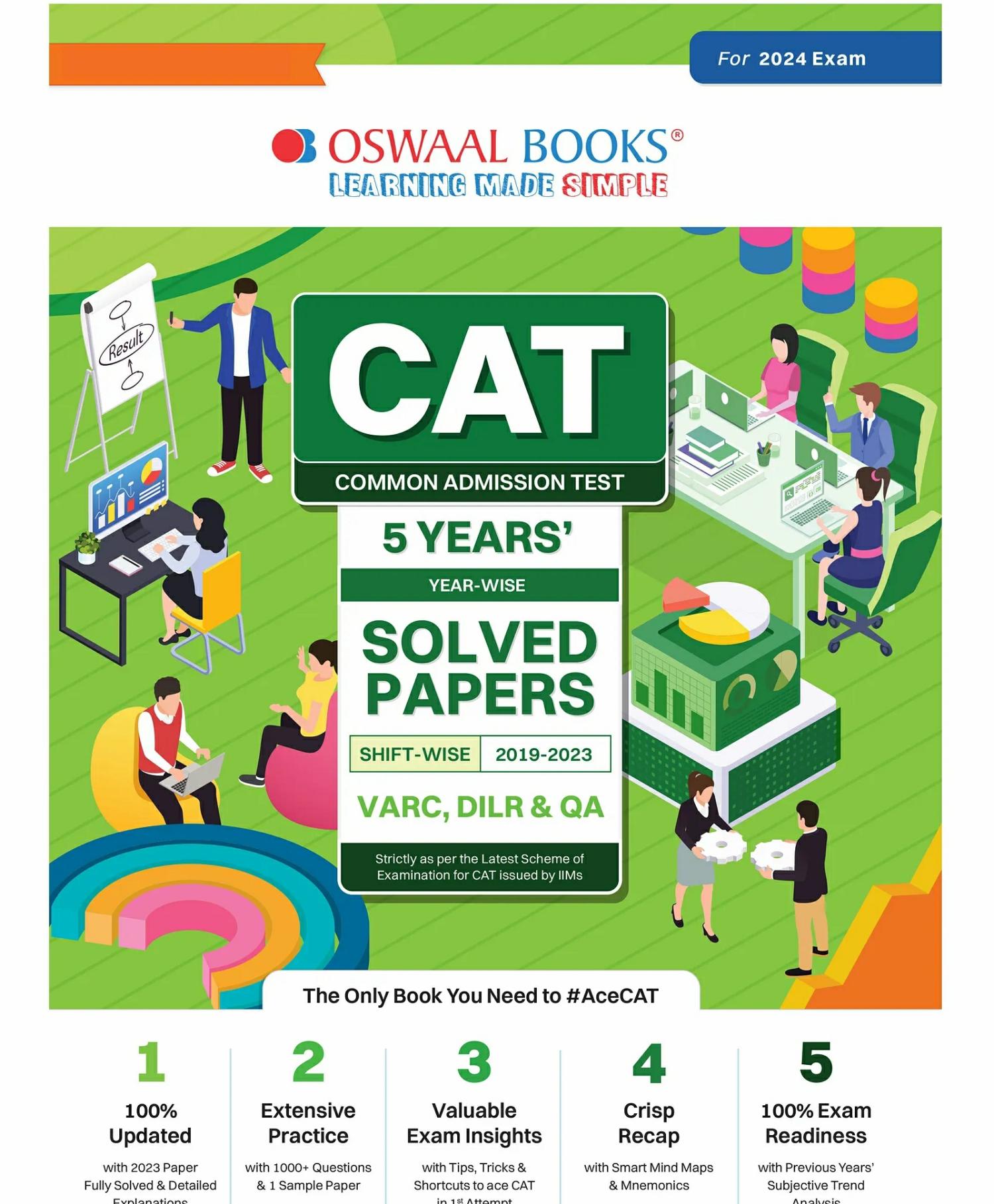 Oswaal Cat 5 Years Solved Papers (Varc, Dilr & Qa) | Year-Wise & Shift-Wise (2019 – 2023) For 2024 Exam  |   Academic Books Academic Books Academic Books