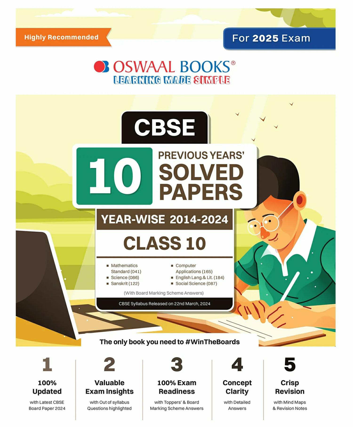 Oswaal Cbse 10 Years’ Solved Papers Class 10 English Language And Literature | Sanskrit | Social Science | Science |Mathematics Standard & Basic  For 2025 Board Exams  |   Academic Books Academic Books Academic Books