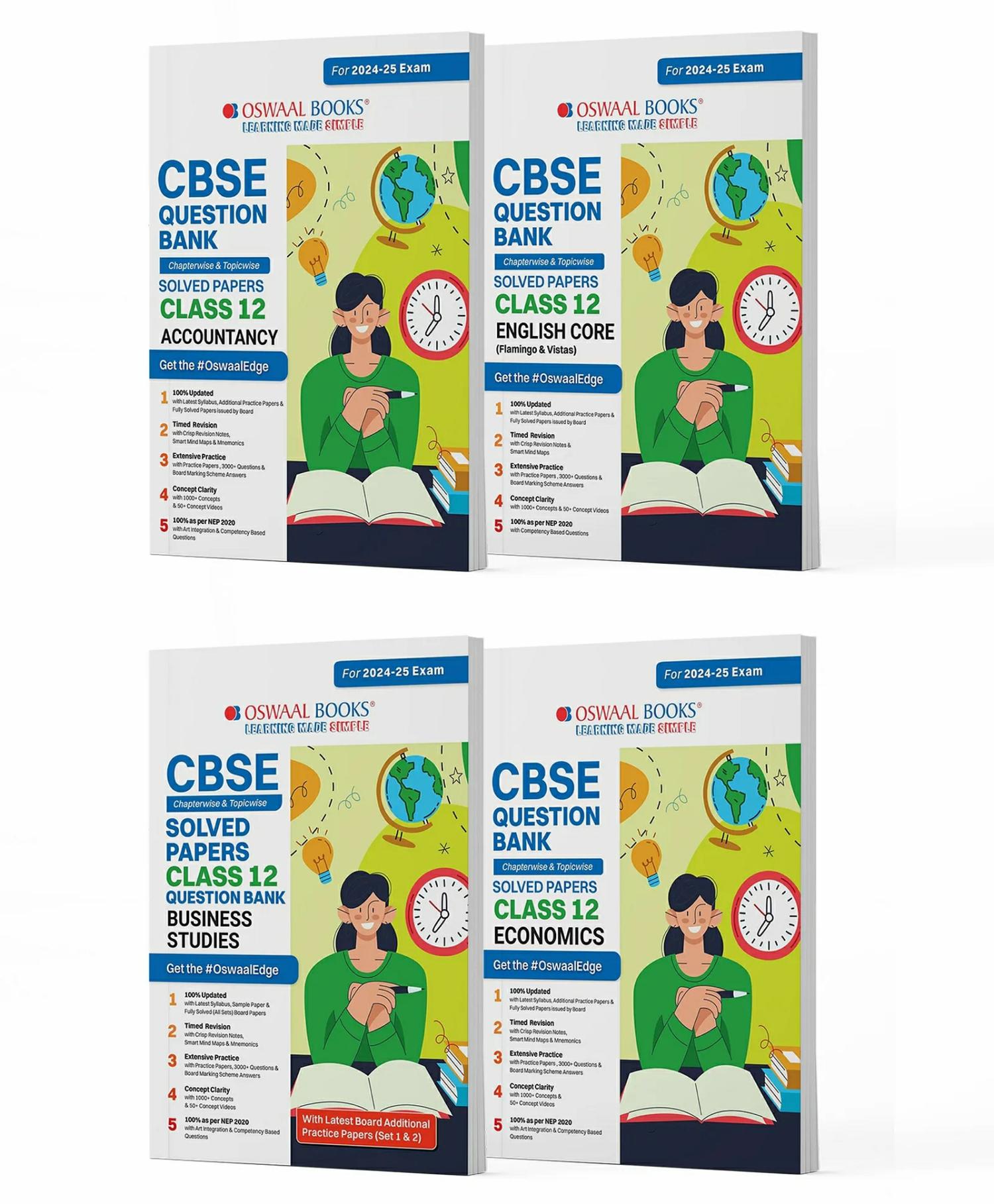 Oswaal Cbse Question Bank Class 12 Set Of 4 Books | English Core | Accountancy | Business Studies | Economics | Chapterwise Topicwise Solved Papers | For 2025 Board Exams  |   Academic Books Academic Books Academic Books