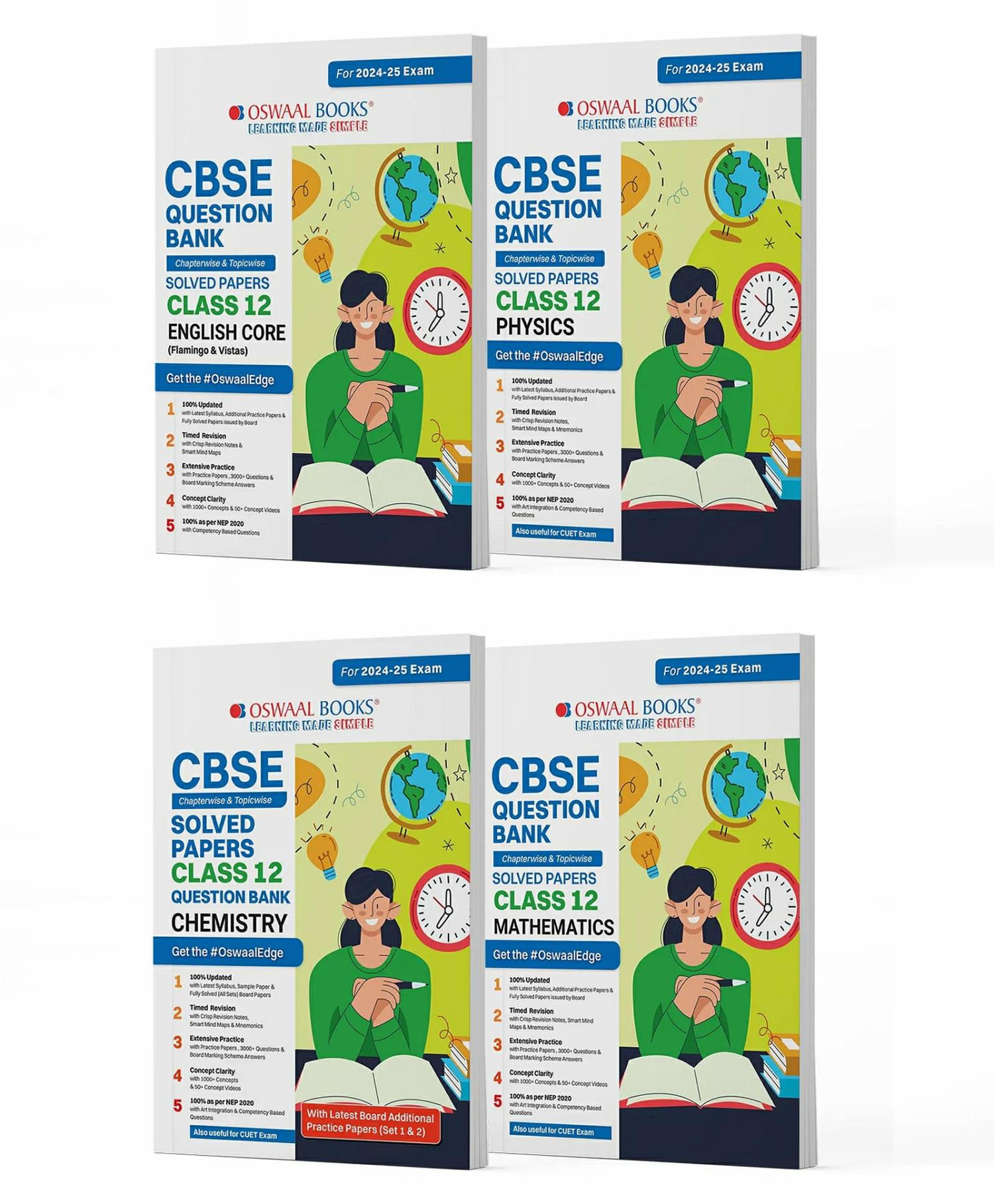 Oswaal Cbse Question Bank Class 12 Set Of 4 Books | English Core | Physics | Chemistry | Mathematics |Chapterwise Topicwise Solved Papers | For 2025 Board Exams  |   Academic Books Academic Books Academic Books