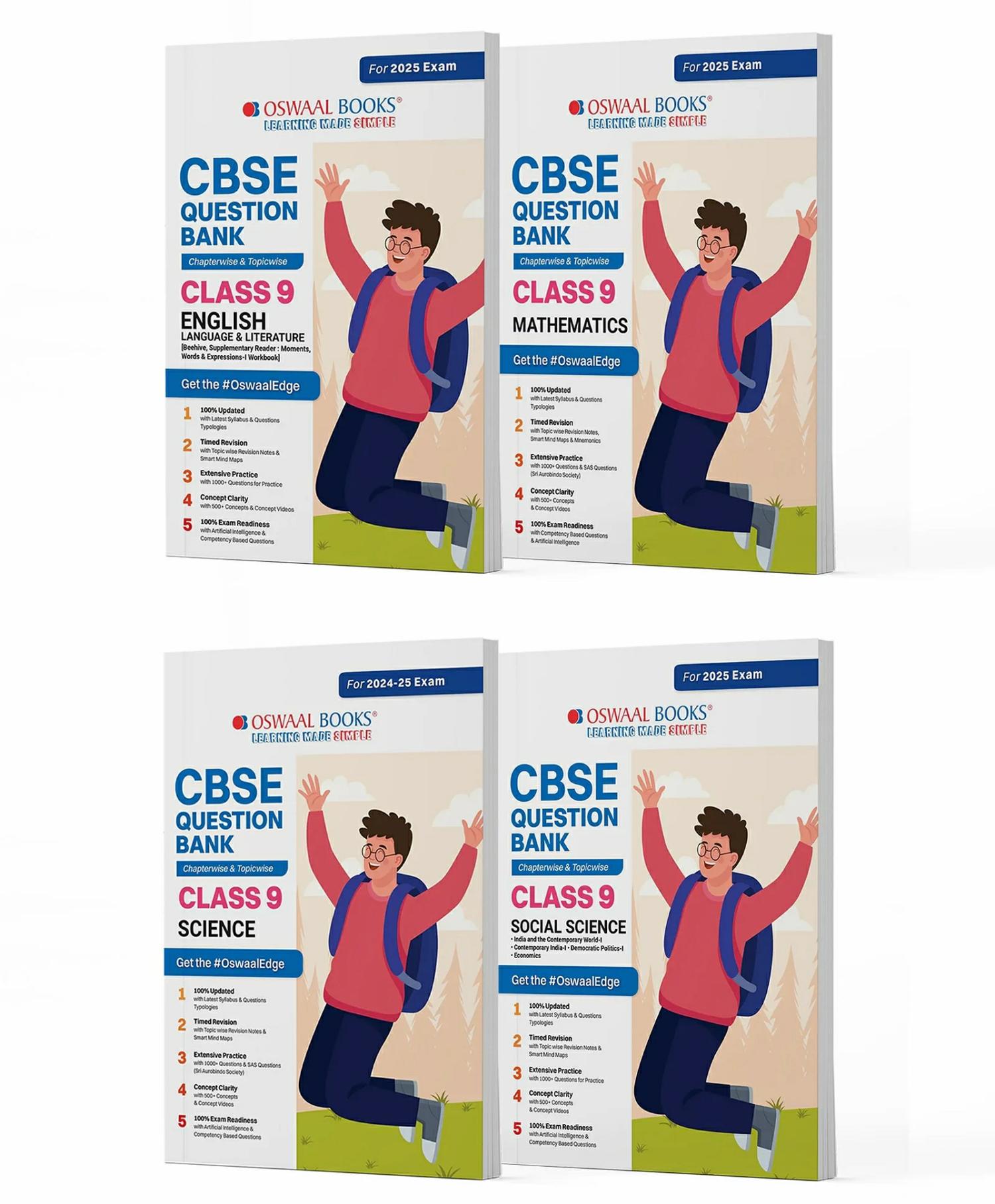 Oswaal Cbse Question Bank Class 9 Set Of 4 Books | English | Mathematic | Science | Social Science | Chapterwise Topicwise Solved Papers | For 2025 Exams  |   Academic Books Academic Books Academic Books