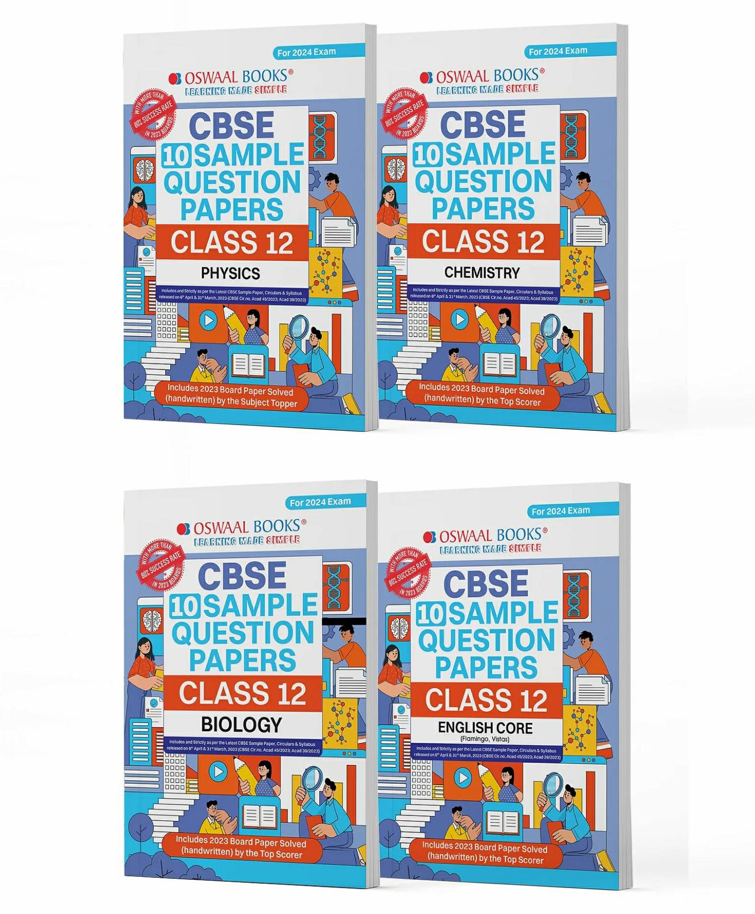 Oswaal  Cbse Sample Question Papers Class 12 (Set Of 4 Books) (For Board Exams 2024) 2023-24 – English Core –  Physics –  Chemistry & Biology  |   Academic Books Academic Books Academic Books